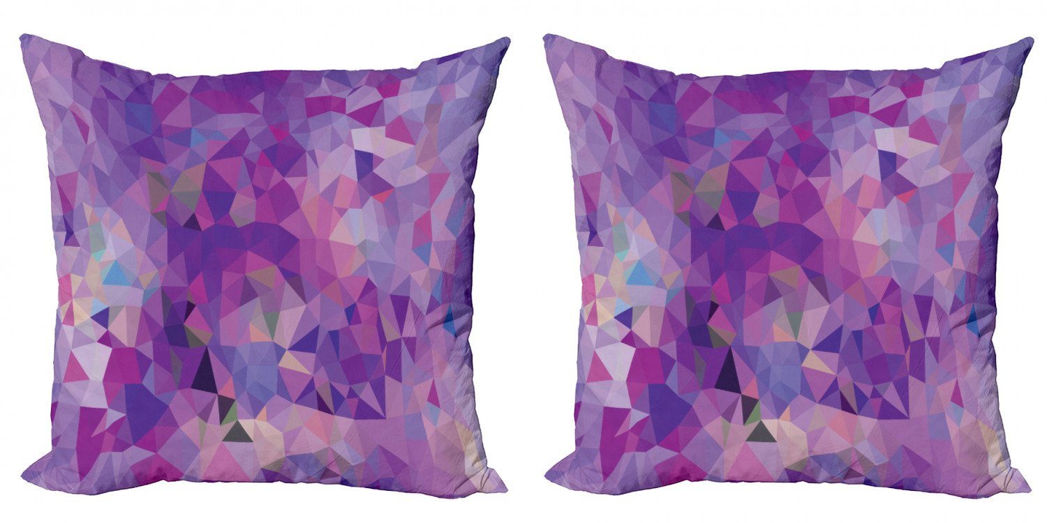 Polygonen Accent (2 tonte Triangles Digitaldruck, Violet Abakuhaus Kissenbezüge Stück), Modern Doppelseitiger