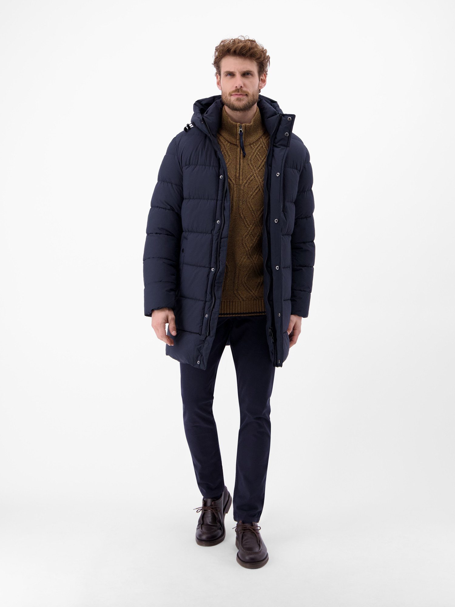 LERROS Strickpullover LERROS Strickpullover mit Zopfmuster und Troyerkragen