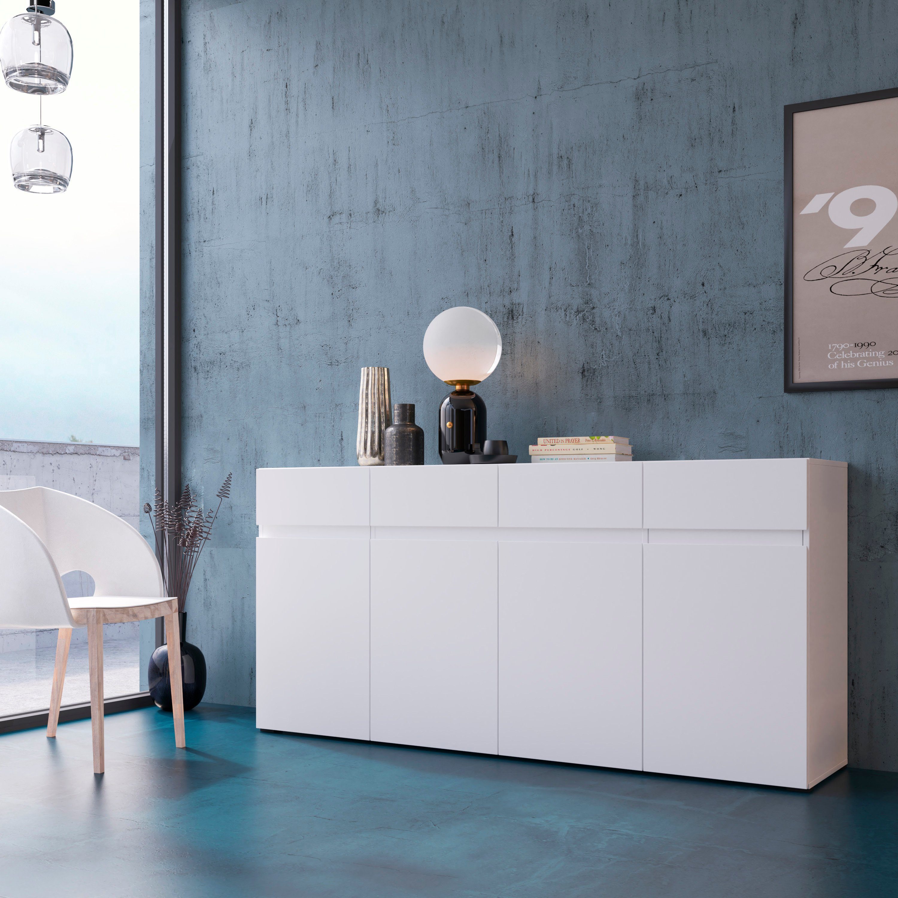 INOSIGN Sideboard Rimini, Breite 180 Alpinweiß cm Alpinweiß 