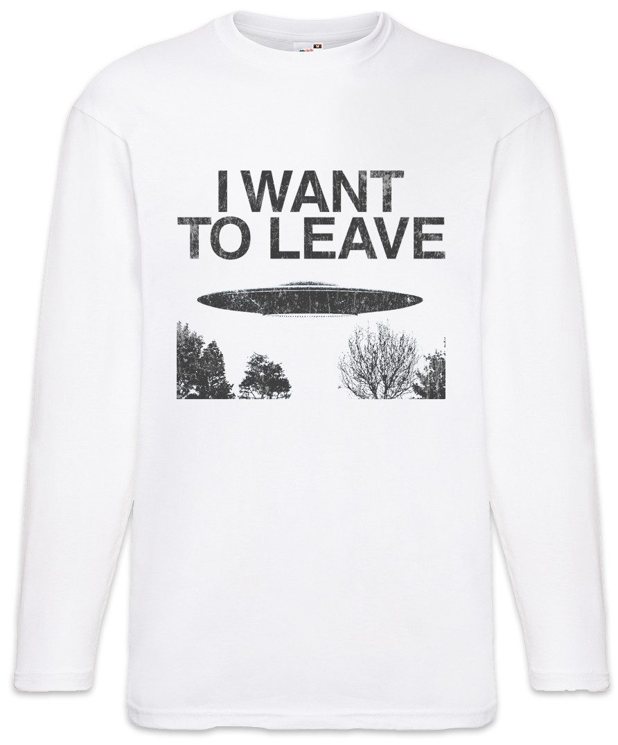 Langarmshirt I Want To Leave Langarm T-Shirt TV Series Ufo Alien Sign Roswell