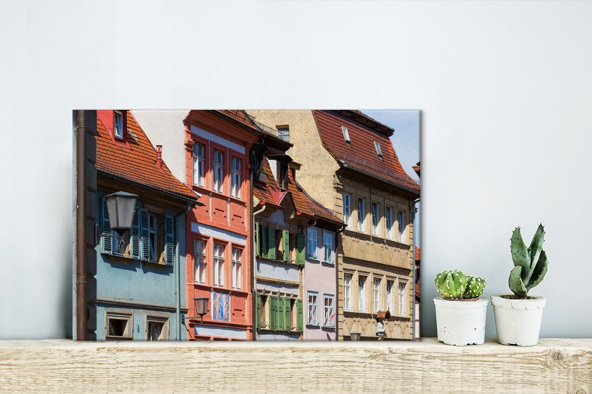cm OneMillionCanvasses® von in Aufhängefertig, Bamberg, Wandbild Leinwandbilder, Wanddeko, St), der Verschiedenfarbige Gebäude Altstadt historischen 30x20 (1 Leinwandbild