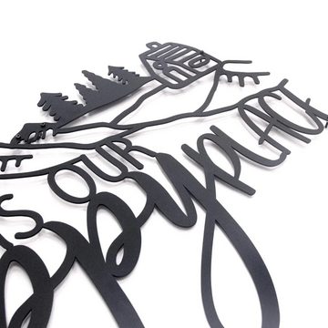 Hoagard Metall Wanddekoobjekt 'HAPPY PLACE' Wandbild mit Schriftzug Spruch schwarz Metall, Wandekoration Innendekoration Wohnkultur Wandkunst Wohnzimmer
