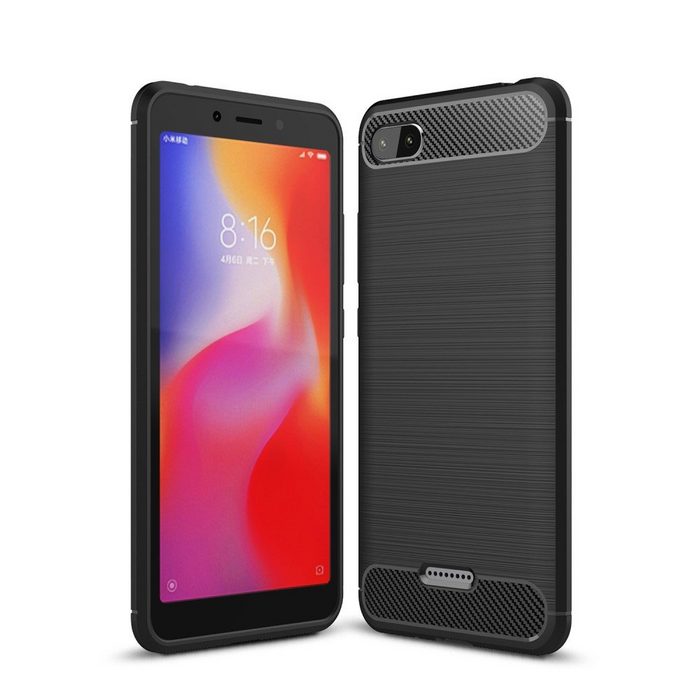 CoverKingz Handyhülle Xiaomi Redmi 6A Handyhülle Silikon Case Cover Schutzhülle Carbonfarben 14 0 cm (5 5 Zoll) Carbon Look