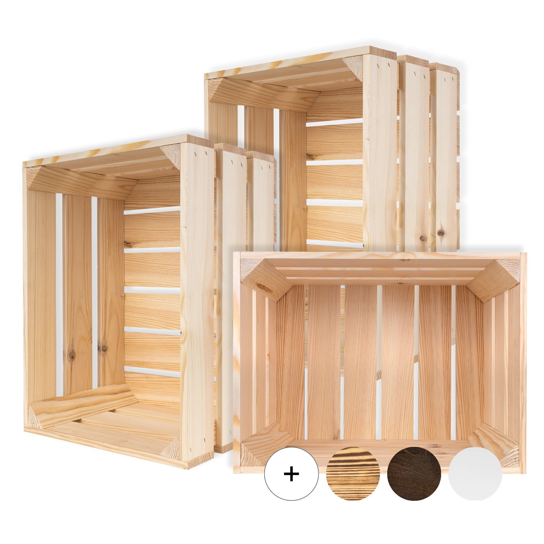 Creative Deco Holzkiste 3x Weinkisten Set Obstkiste Holz (3 Kisten)