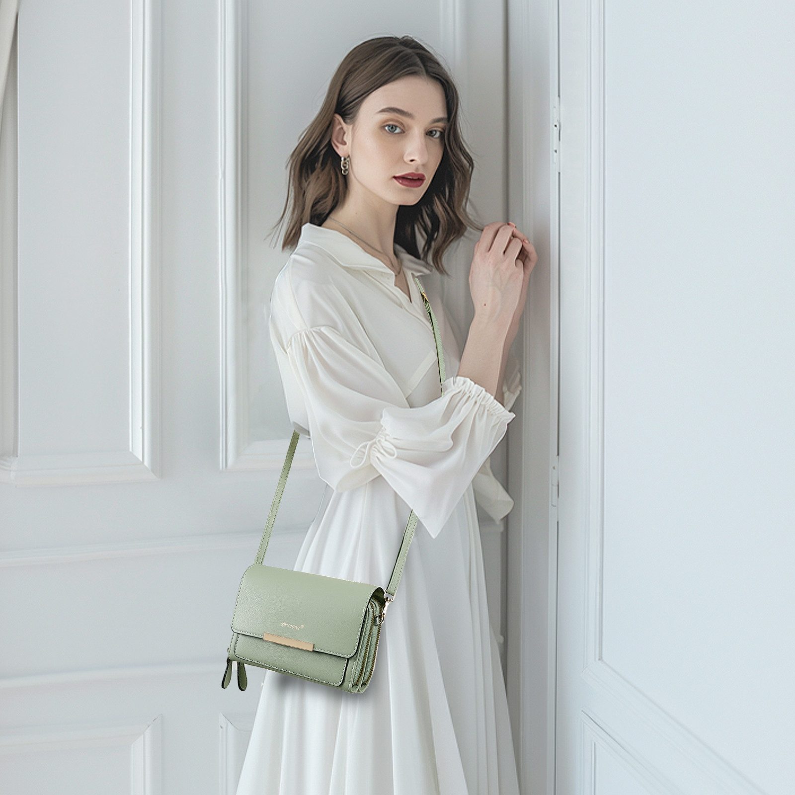 TAN.TOMI Umhängetasche Damen Handy Umhängetasche - Crossbody Tasche bis zu 6,7 Zoll (mit Geldbeutel Kartenfächer & Verstellbarer Abnehmbar Schulterriemen), Schultertasche Kleine Abendtasche Reisepass Handytasche