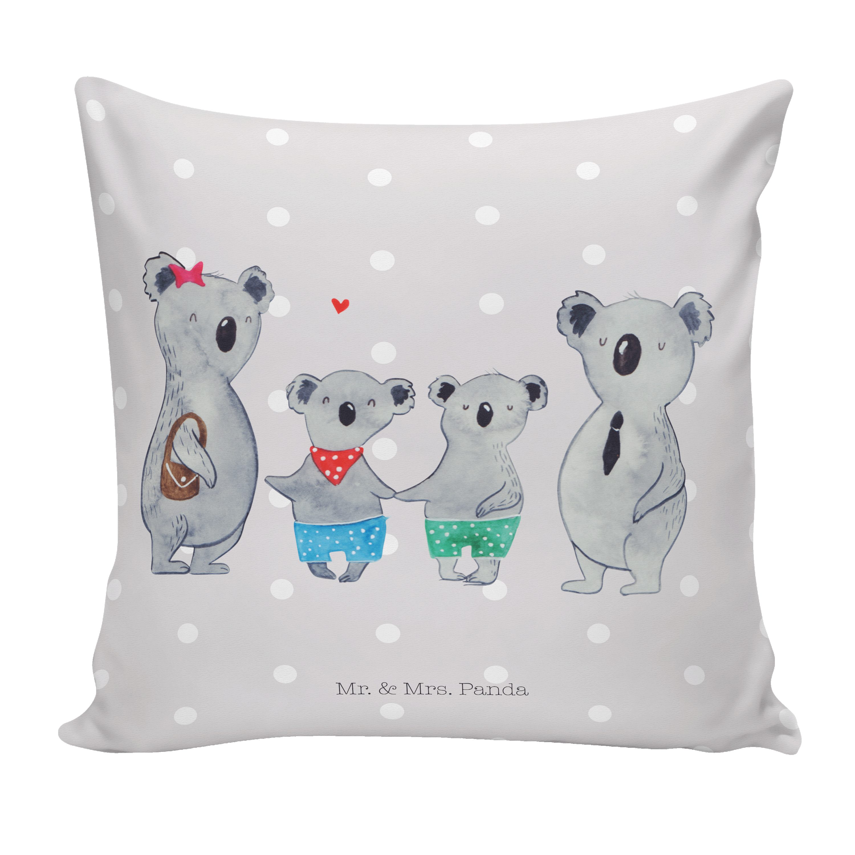 Werbung Mr. & Mrs. Panda Familie Familie Bruder, Dekokissen Grau zwei - Pastell Geschenk, - Koala beste