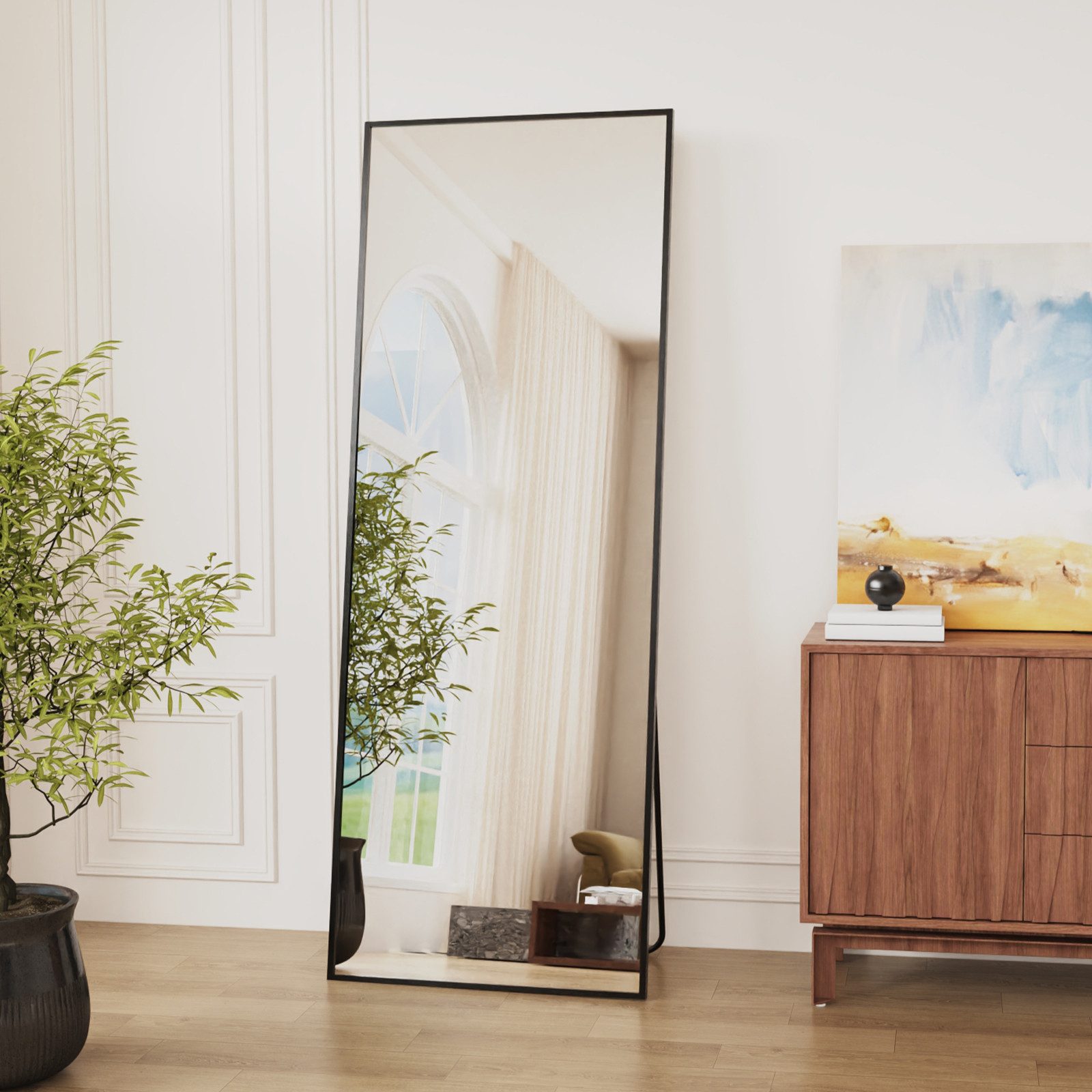 Teravin Ganzkörperspiegel,Großer Standspiegel, Spiegel Großer, Rahmen aus Aluminiumlegierung, mit Rahmen, Hartglas, 161x52cm/171x76cm wandspiegel für Schlafzimmer