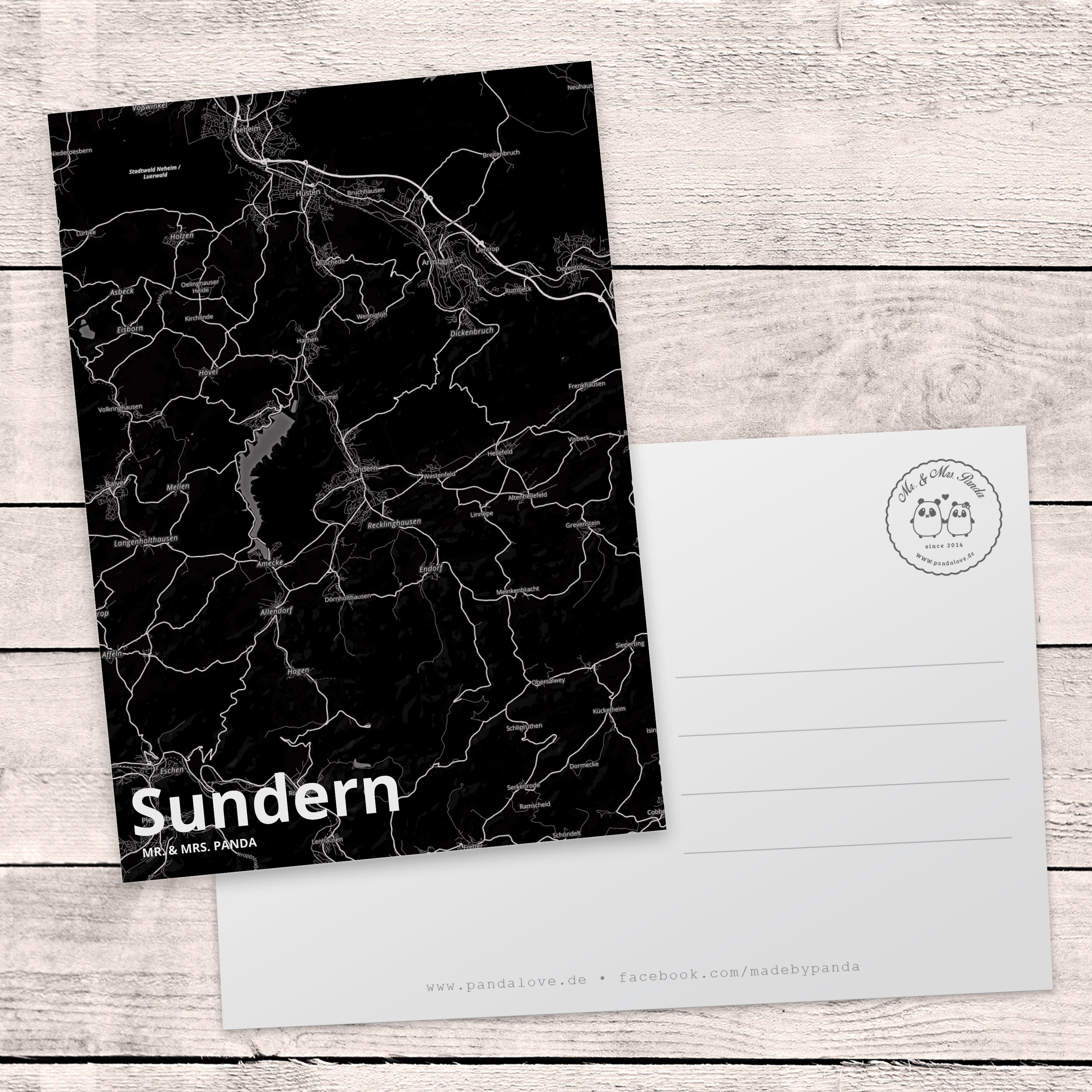 Geschenkkarte, Karte, Einladung, Geb Panda - Postkarte Dorf, Mrs. & Sundern Mr. Stadt, Geschenk,