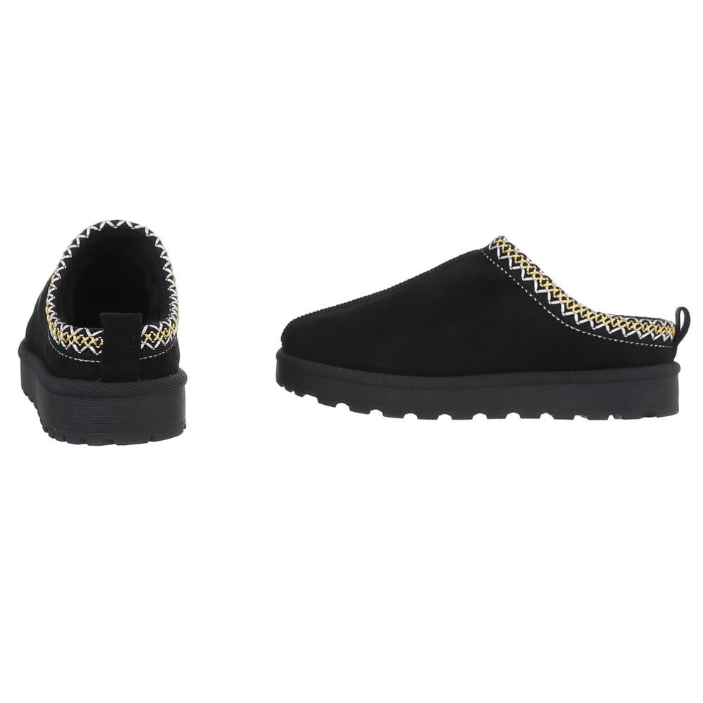 Ital-Design Bequeme Clogs für Damen mit dekorativen Details Snowboots (90457964) Flach Flache Stiefeletten in Schwarz