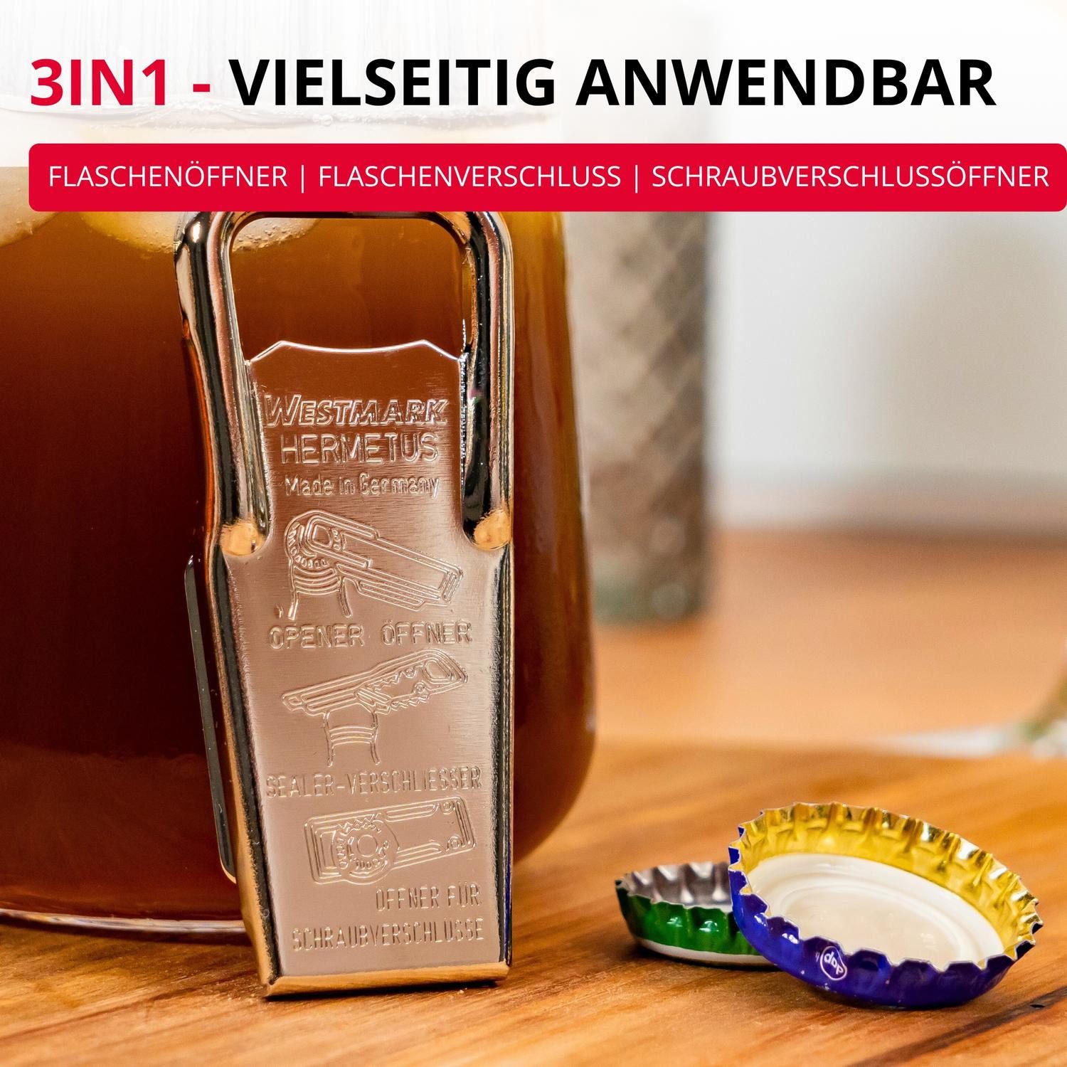 WESTMARK Flaschenöffner und Verschließer »Hermetus« Monopol Edition, 3-in-1