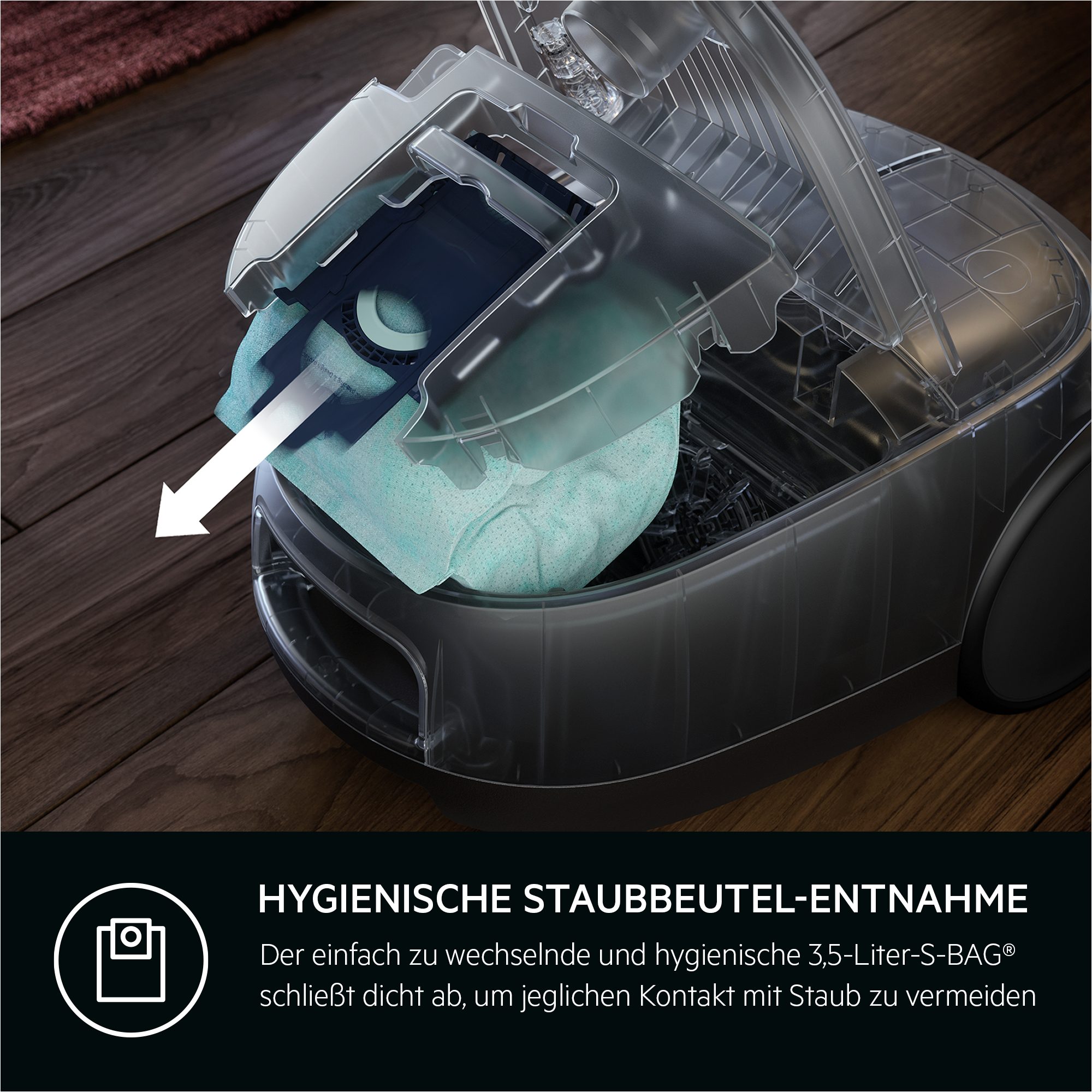 AEG Bodenstaubsauger HYGIENIC 6000 (AB61H6SW), 850 W, mit Beutel, hohe Saugleistung, inkl. Zusatzdüsen, 50 % Recyclingkunststoff