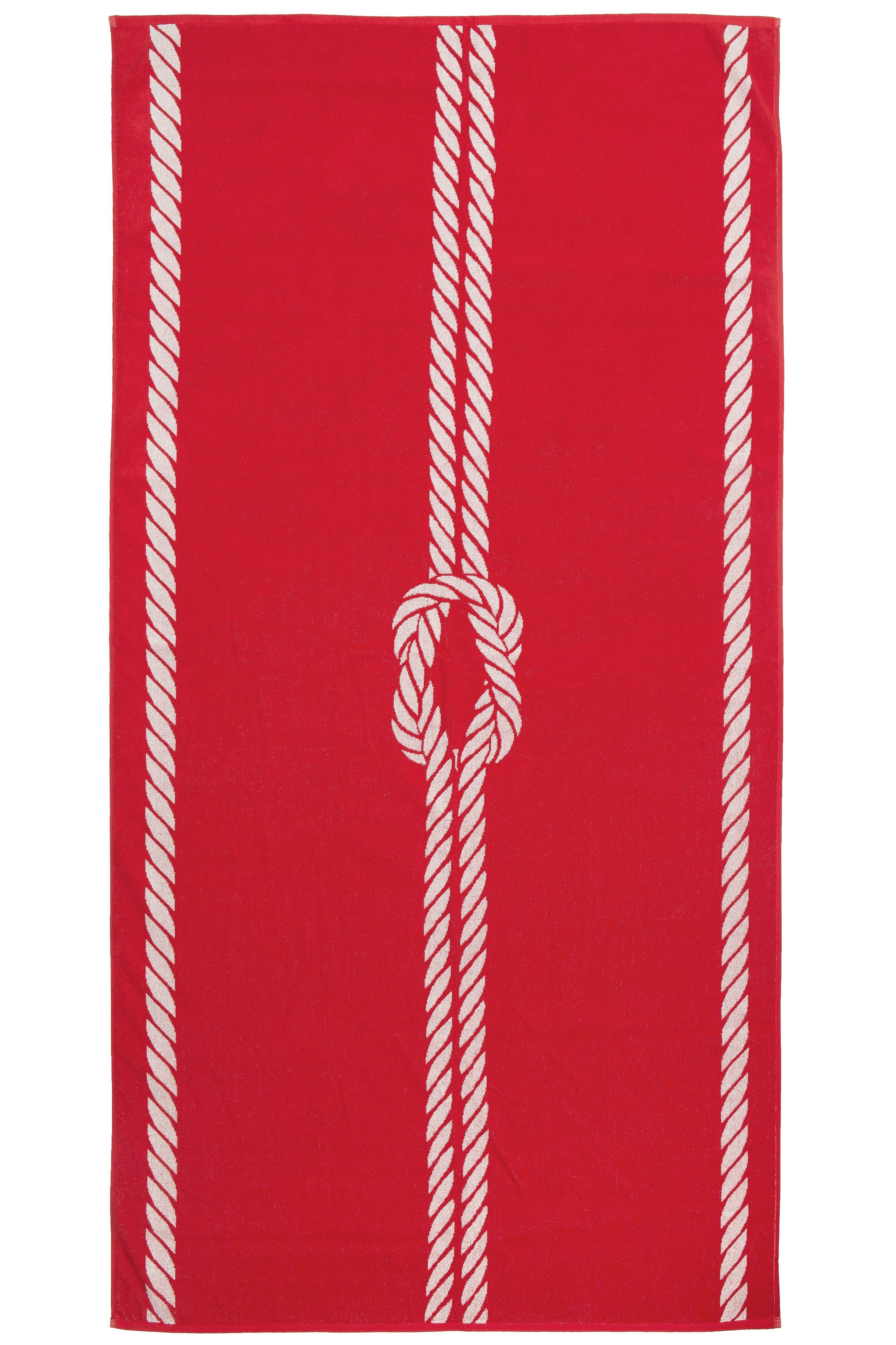 ZOLLNER Strandtuch, Glattvelours (1-St), 100 x 200 cm, 100% Baumwolle, vom Hotelwäschespezialisten rot-weiß