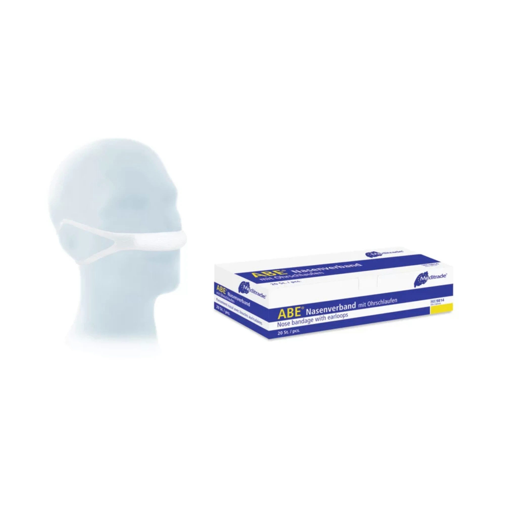 MediTrade Nasenpflaster Meditrade - ABE Nasenverband - mit Ohrenschlaufen - 20 Stück