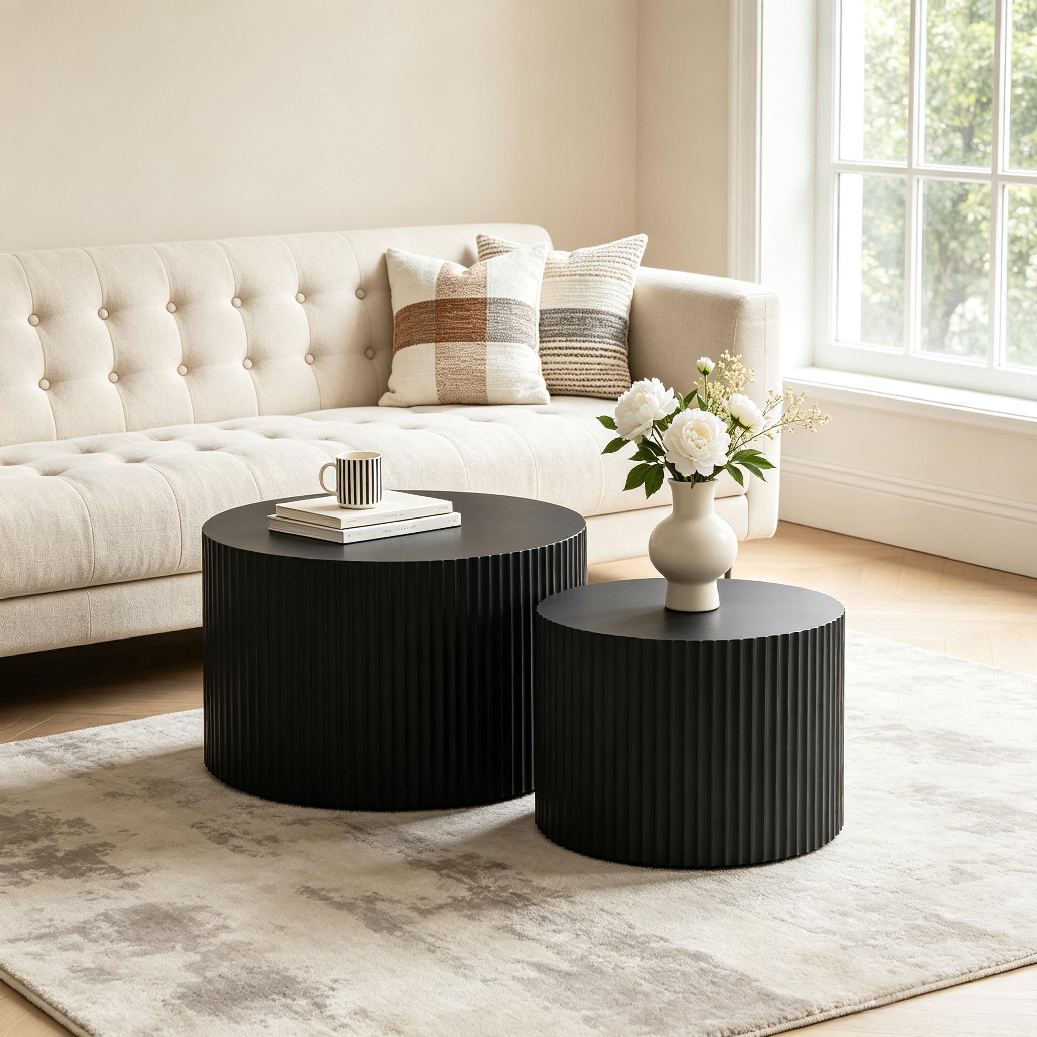 WILLIAMSPACE Couchtisch Carno MDF Couchtisch Set, rund & ineinander schiebbar platzsparend
