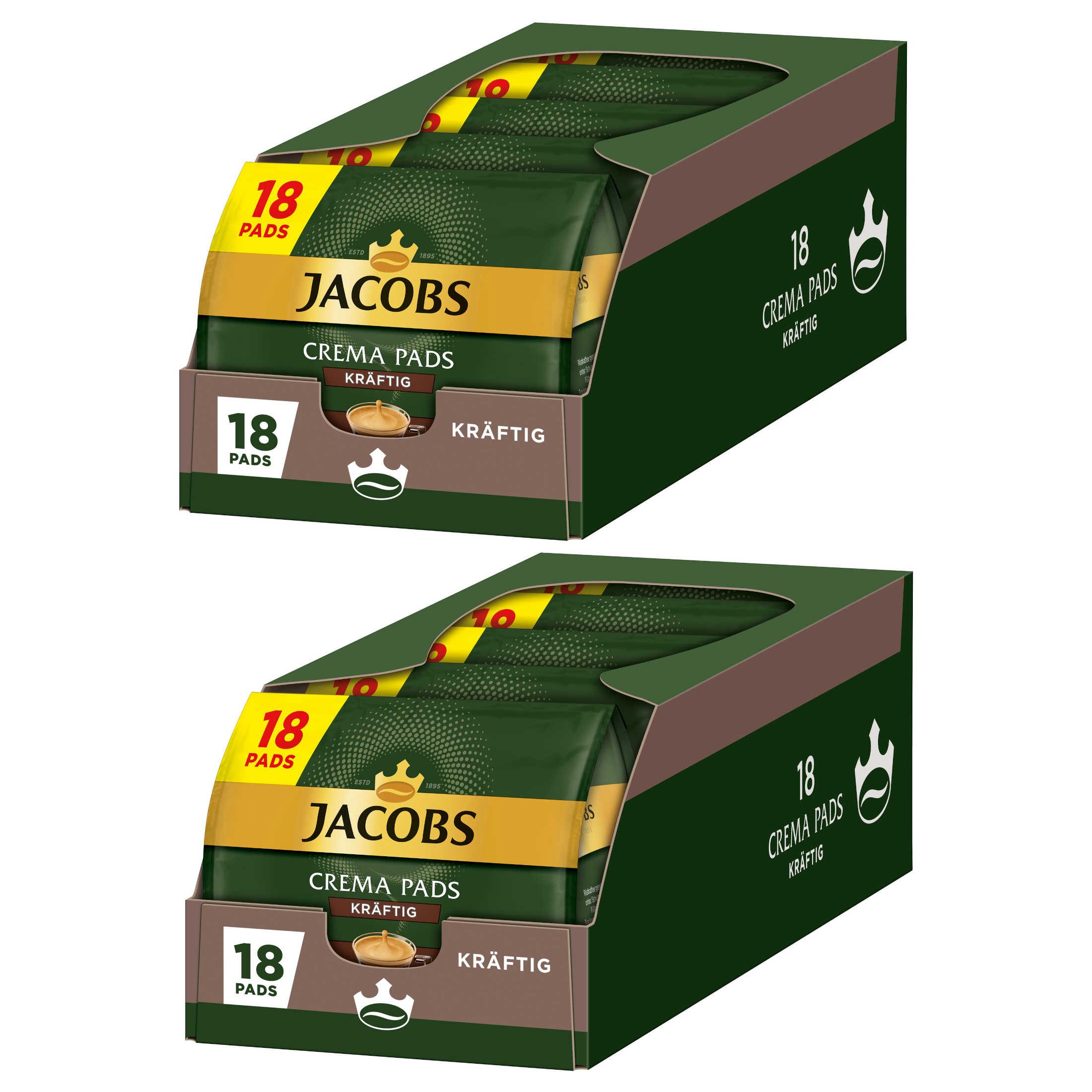 JACOBS Kaffee Pads Crema kräftig Senseo kompatibel 10 x 18 = 180 Getränke, (Packung, 10er Pack)