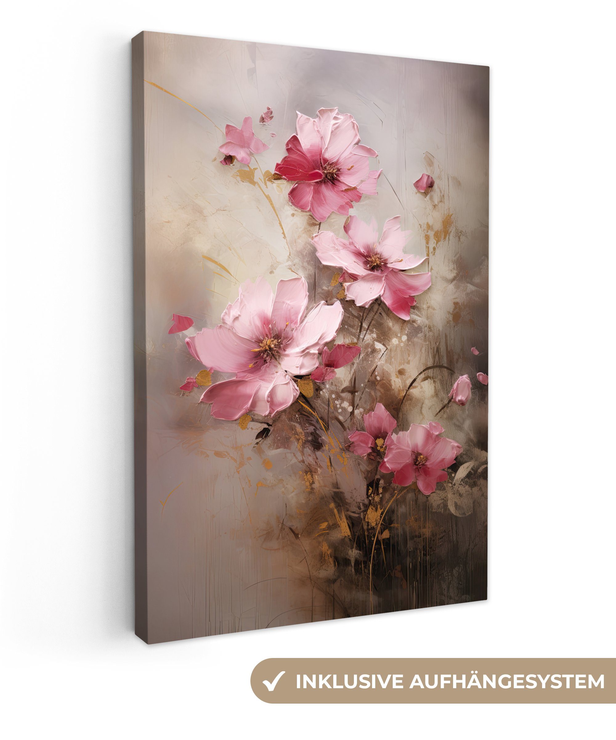 OneMillionCanvasses® Leinwandbild Blumen - Rosa - Kunst - Aquarell, Fotodru günstig online kaufen