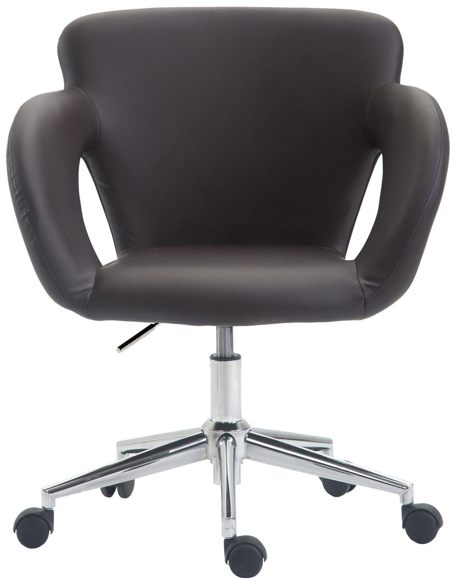 (Schreibtischstuhl, 360° bequemer Gestell: und Eddy chrom drehbar TPFLiving XXL), Metall Drehstuhl, - Bürostuhl Kunstleder Bürostuhl - braun Sitzfläche: Chefsessel, höhenverstellbar mit Rückenlehne