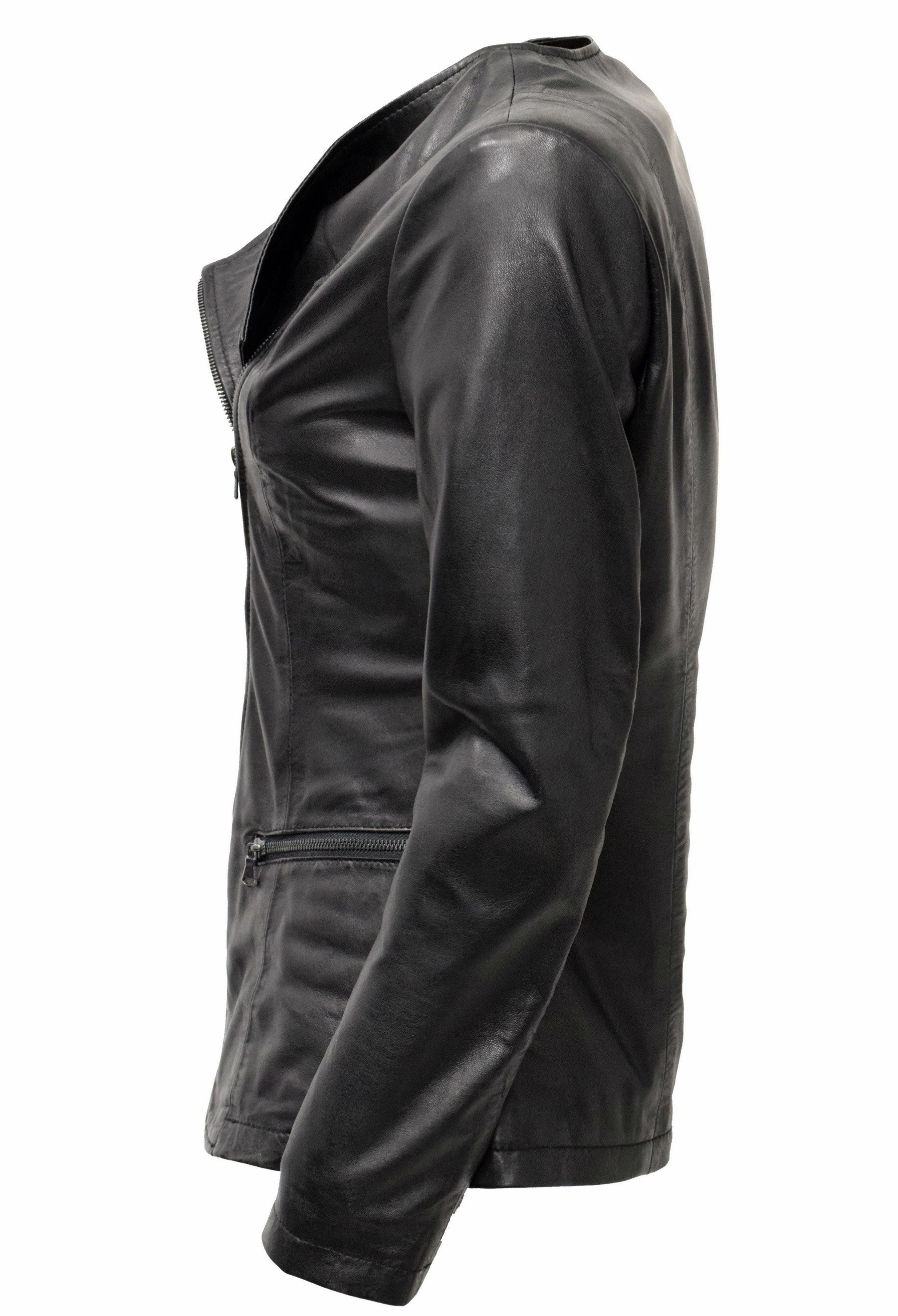 Zimmert Leather Lederjacke Milla weiches Velourleder, Lammnappa Schwarz, Cr günstig online kaufen