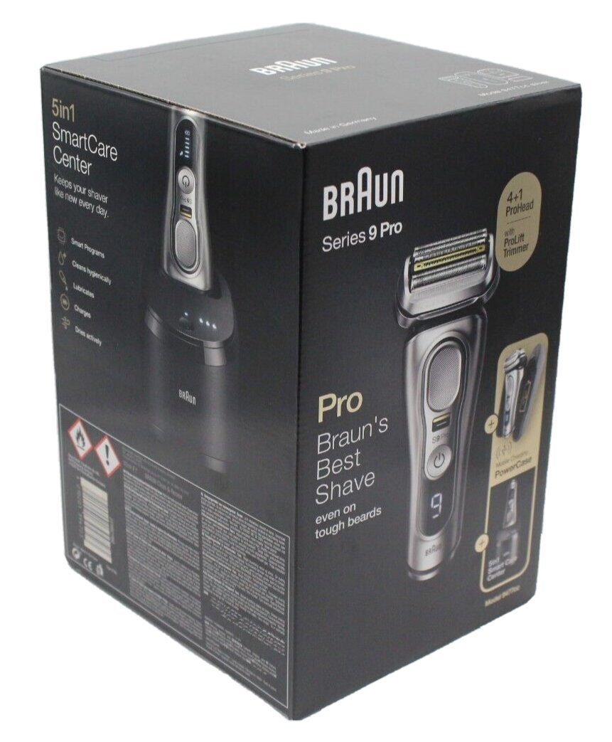 Braun Haar- und Bartschneider Series 9 Pro 9477cc, mit Ladeetui sowie Reinigungs - und Ladestation, Wasserdicht, Wet & Dry, 4+1 Scherkopf