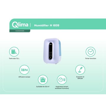 Qlima Luftbefeuchter Luftbefeuchter H609 - Raumgrösse bis zu 125 m2 - Tankgrösse 7,5L