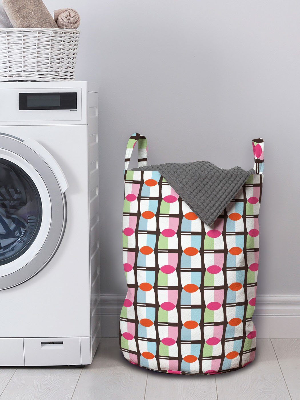 Wäschesäckchen Abakuhaus mit Kordelzugverschluss Modern Bunt für Wäschekorb Gitter, Waschsalons, Moderne Griffen