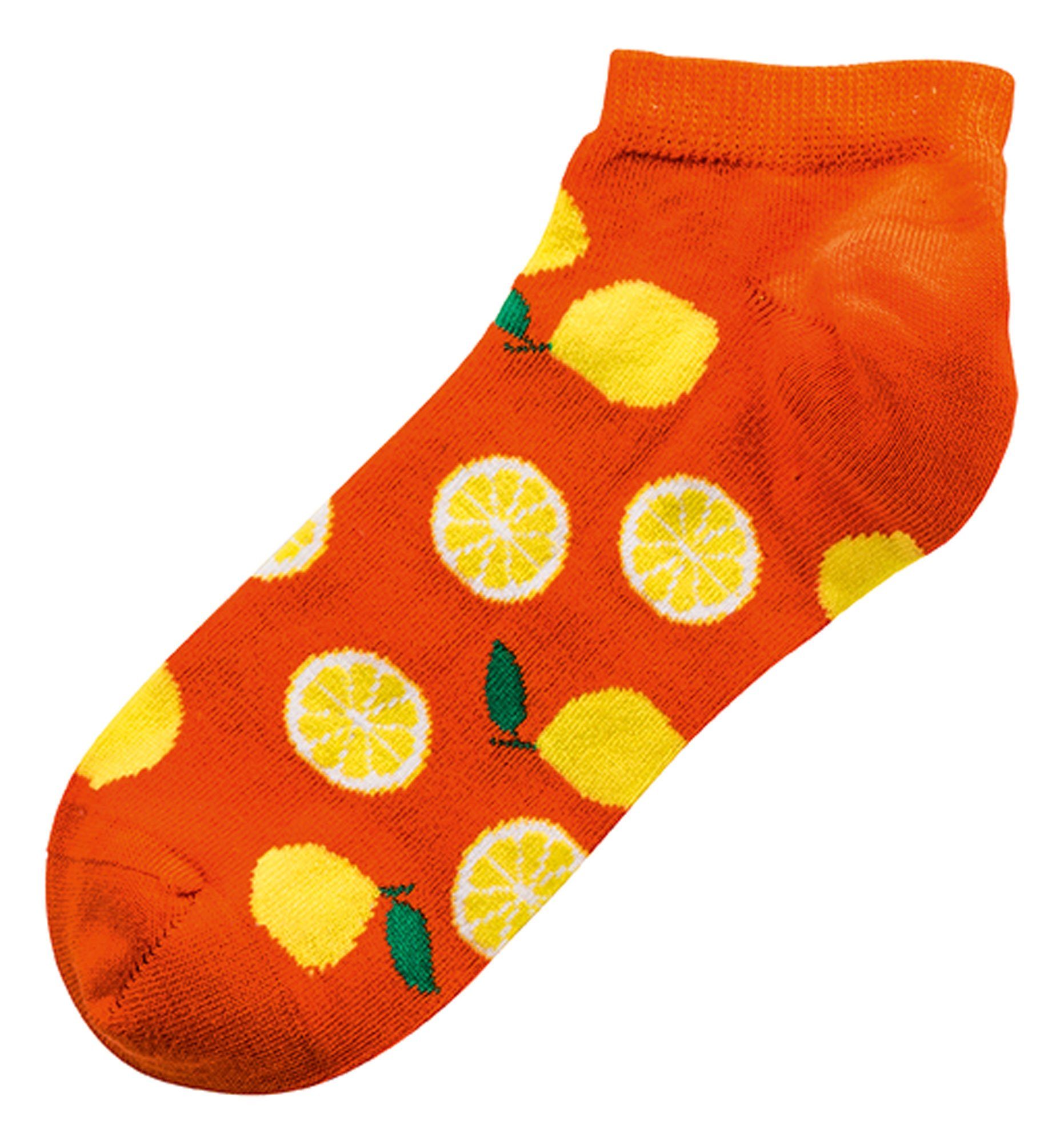 Socks 4 Fun Sneakersocken Bunte Flamingo Früchte Blumen Blüten Sneaker Socken Baumwolle Sommer (3 Paar)