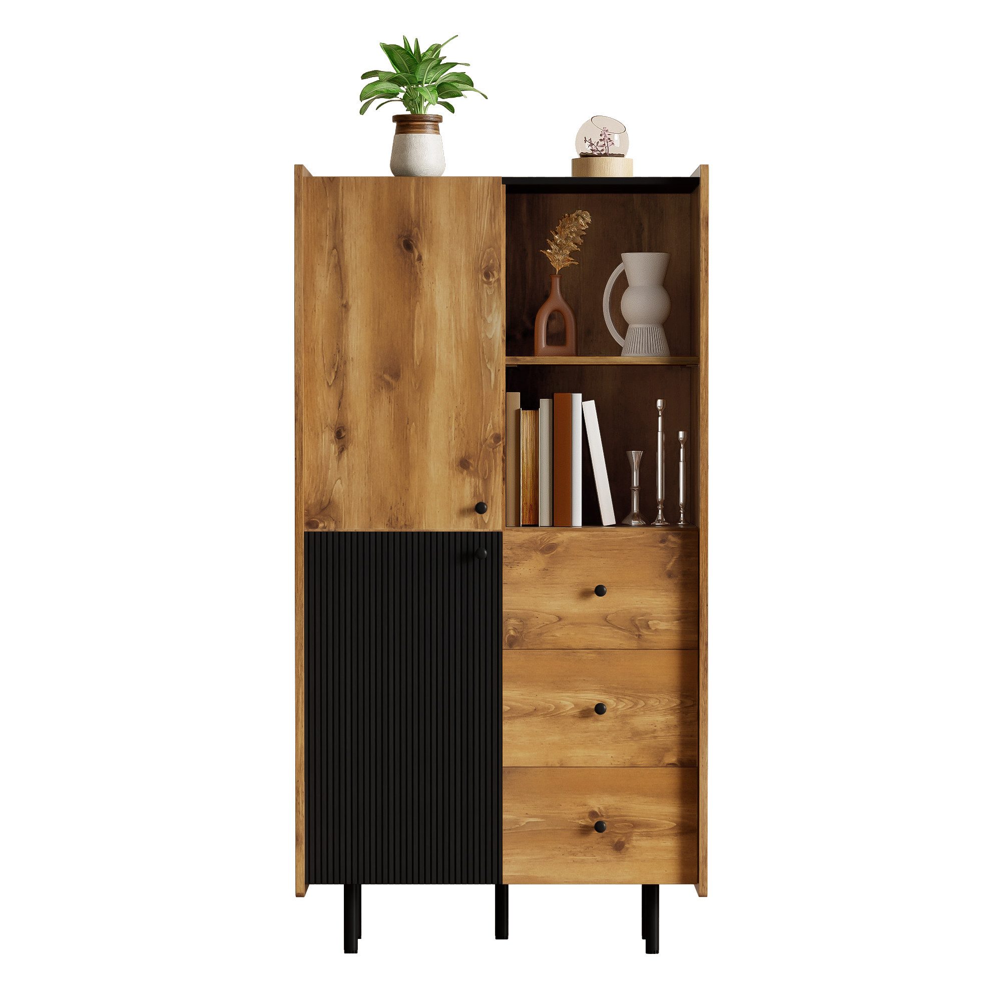 PXloue Highboard mit 2 Türen, 3 günstig online kaufen