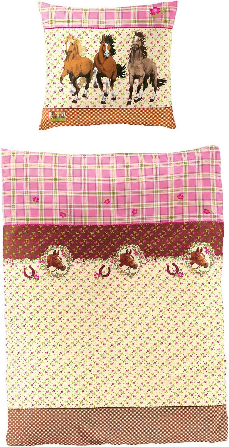 BIERBAUM Kinderbettwäsche Pferdefreunde Pferde 80 x 80 135 x 200 cm günstig online kaufen