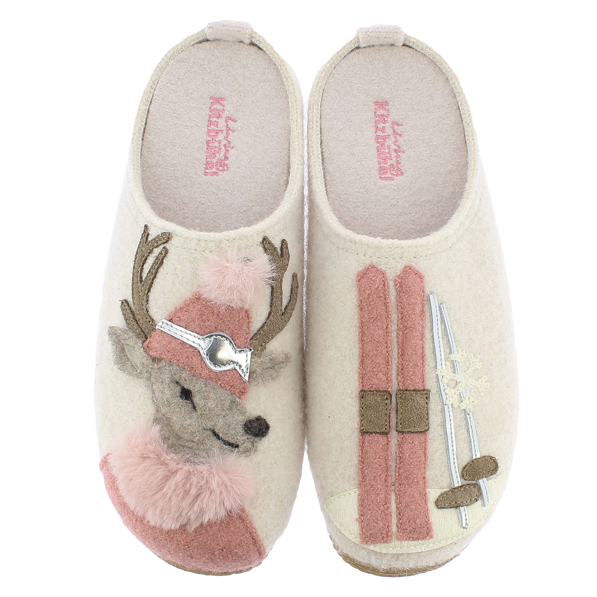 Living Kitzbühel Living Kitzbühel 4031 Hani Hirsch Wolle Pantoffeln mit Fußbett Hausschuh