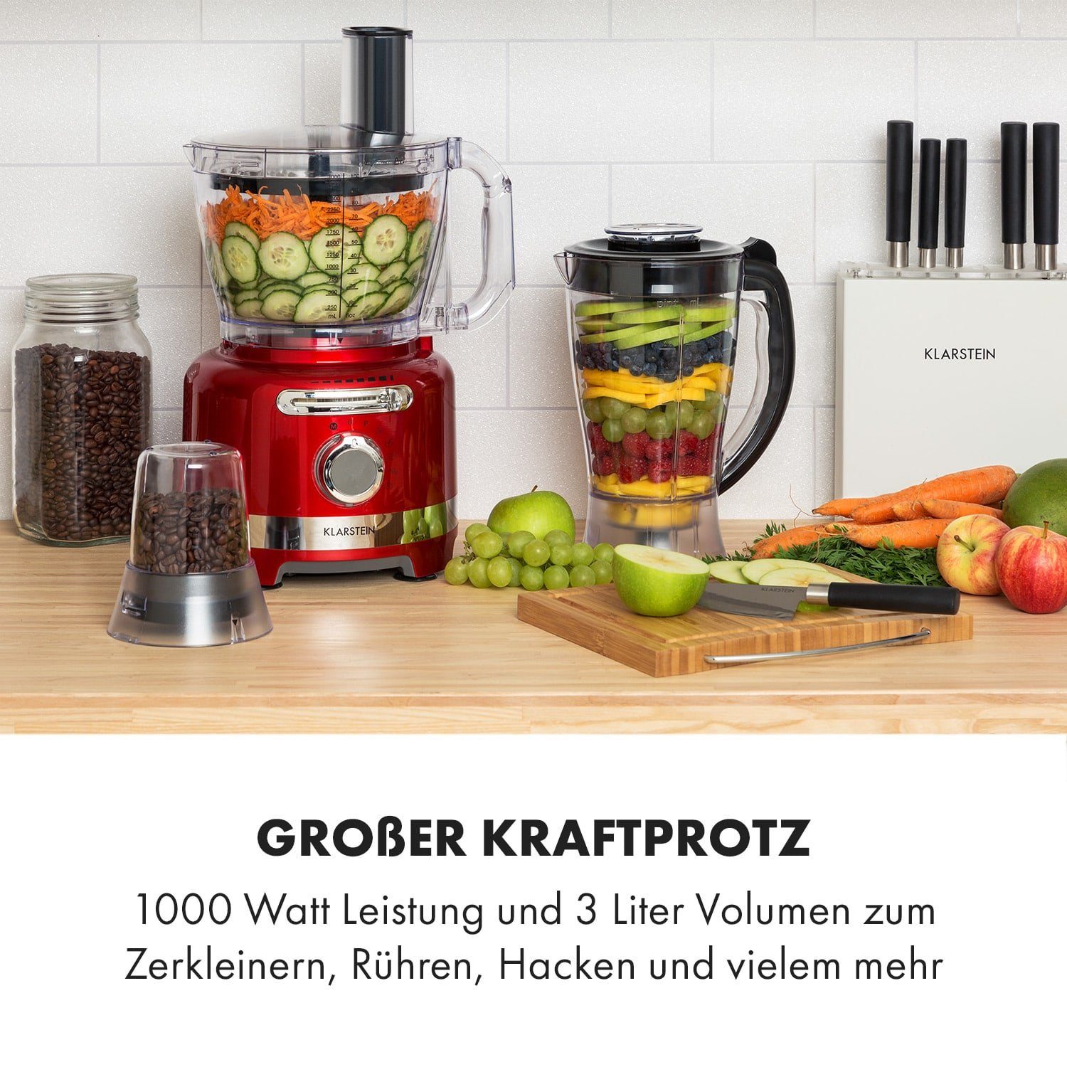 Schüssel, W, Klarstein Blender Küchenmaschine Standmixer l 1000 Multifunktionsmixer Kochfunktion 3 mit Luca,