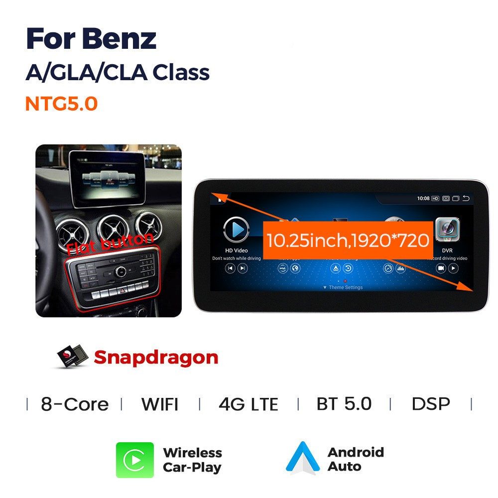 GABITECH Android 14 Autoradio GPS für Mercedes Benz A W176, C117, X156 NTG5.0. Autoradio (Qualcomm Snapdragon. Carplay Android Auto)