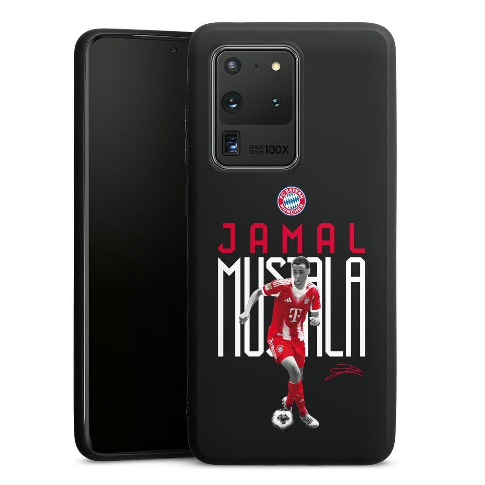 DeinDesign Handyhülle FC Bayern München Jamal Musiala Offizielles Lizenzprodukt, Samsung Galaxy S20 Ultra Silikon Hülle Premium Case Handy Schutzhülle