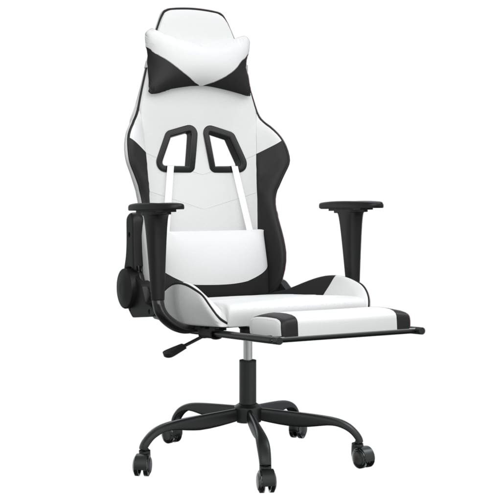 furnicato Gaming-Stuhl mit Fußstütze Weiß (1 und St) Kunstleder Schwarz