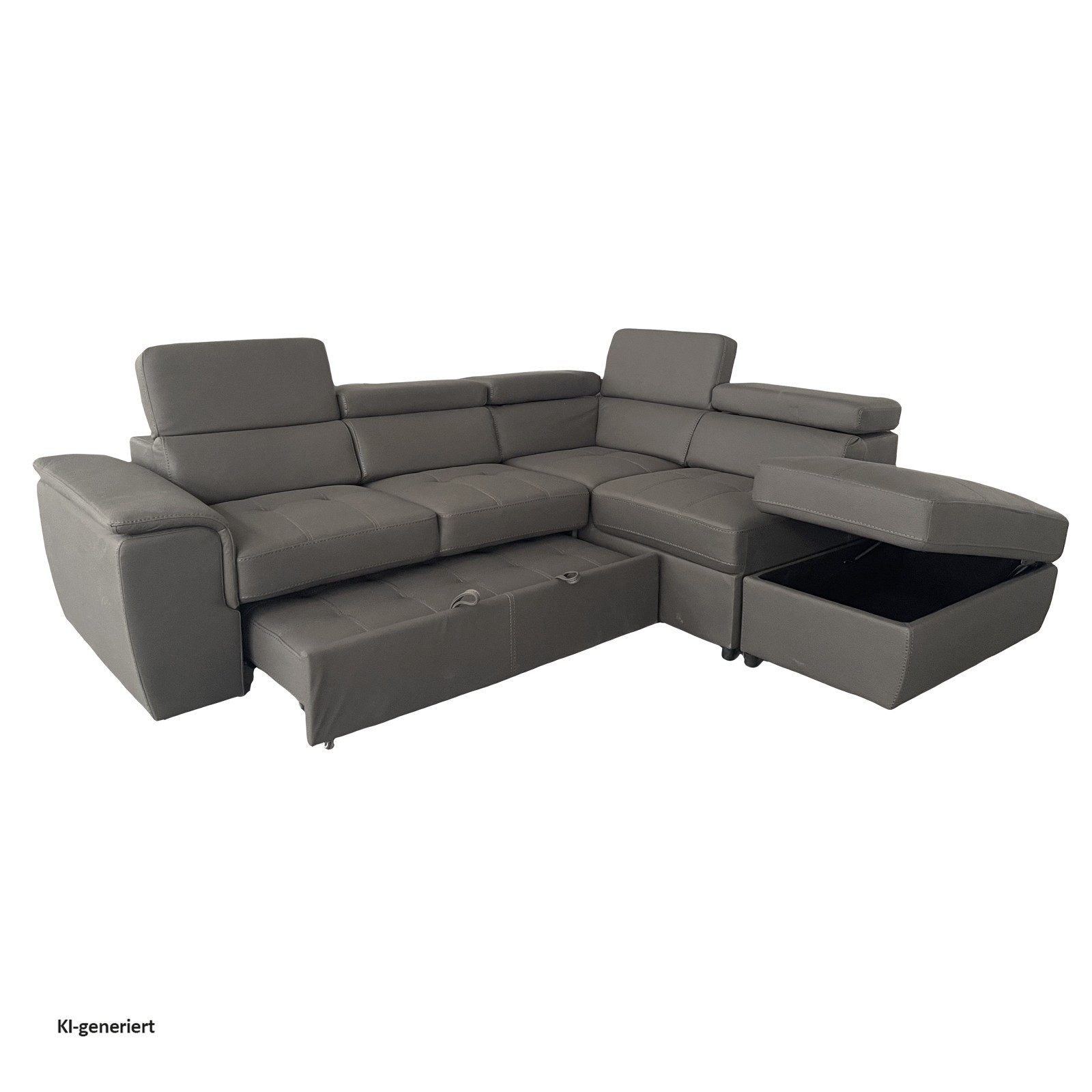 HTI-Living Polsterecke Couch Sandy mit Ottomane rechts Grau, Stück 1 Teile, Polsterecke mit Bettfunktion und Stauraum Sofa