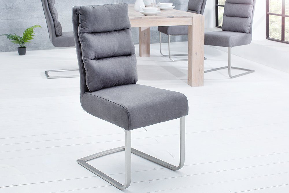 riess-ambiente Freischwinger COMFORT vintage grau / silber, Esszimmer · Mic günstig online kaufen