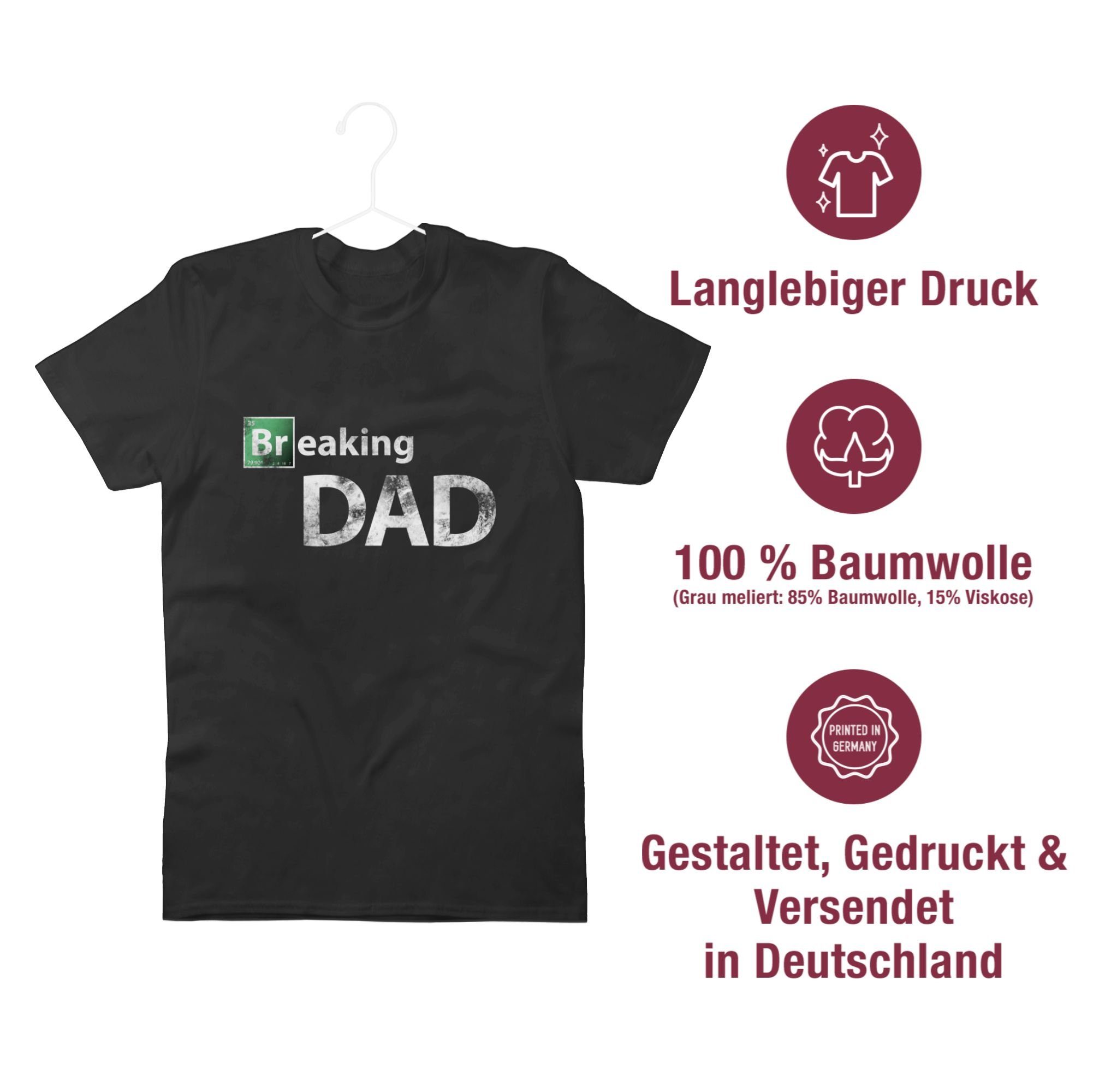 1 Papa Geschenk Breaking Dad T-Shirt Shirtracer Schwarz Vatertag für