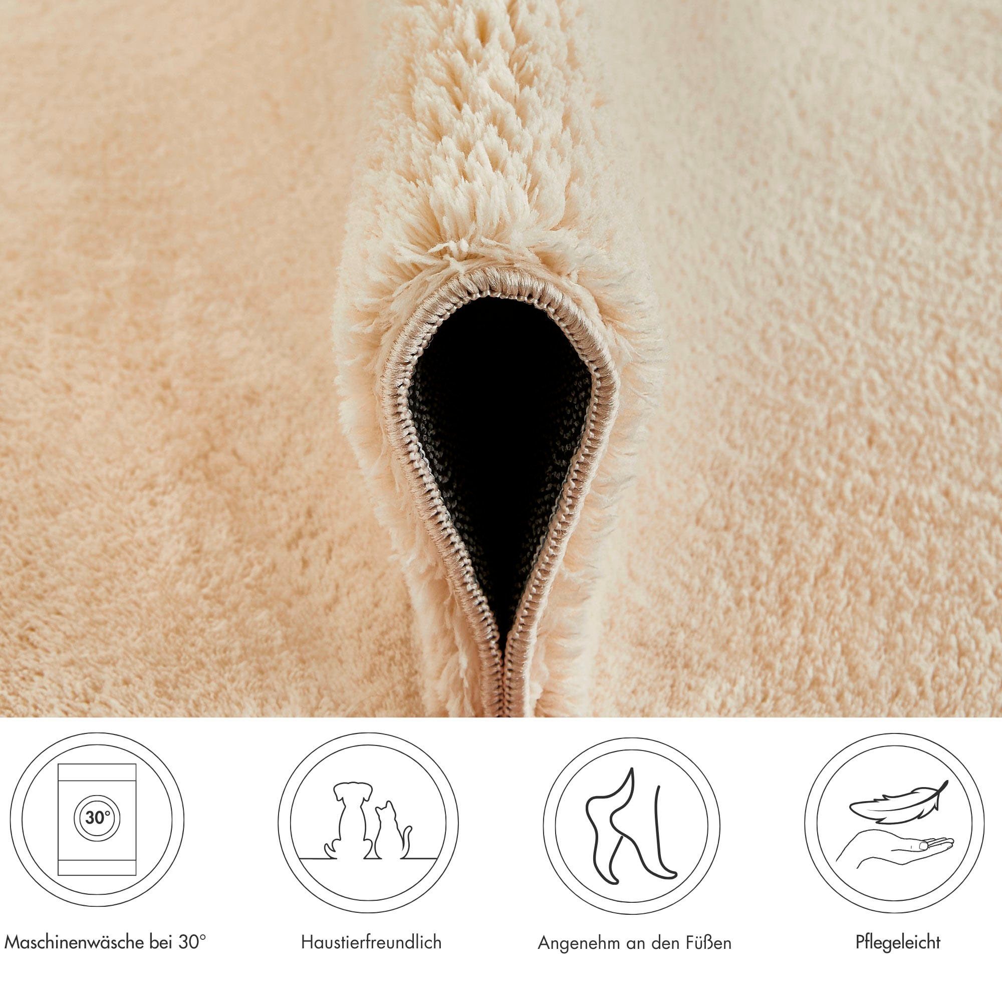 Andiamo Teppich Arezzo, rund, Höhe: 16 mm, Uni Farben, weicher Flor, waschbar, ideal im Wohnzimmer & Schlafzimmer