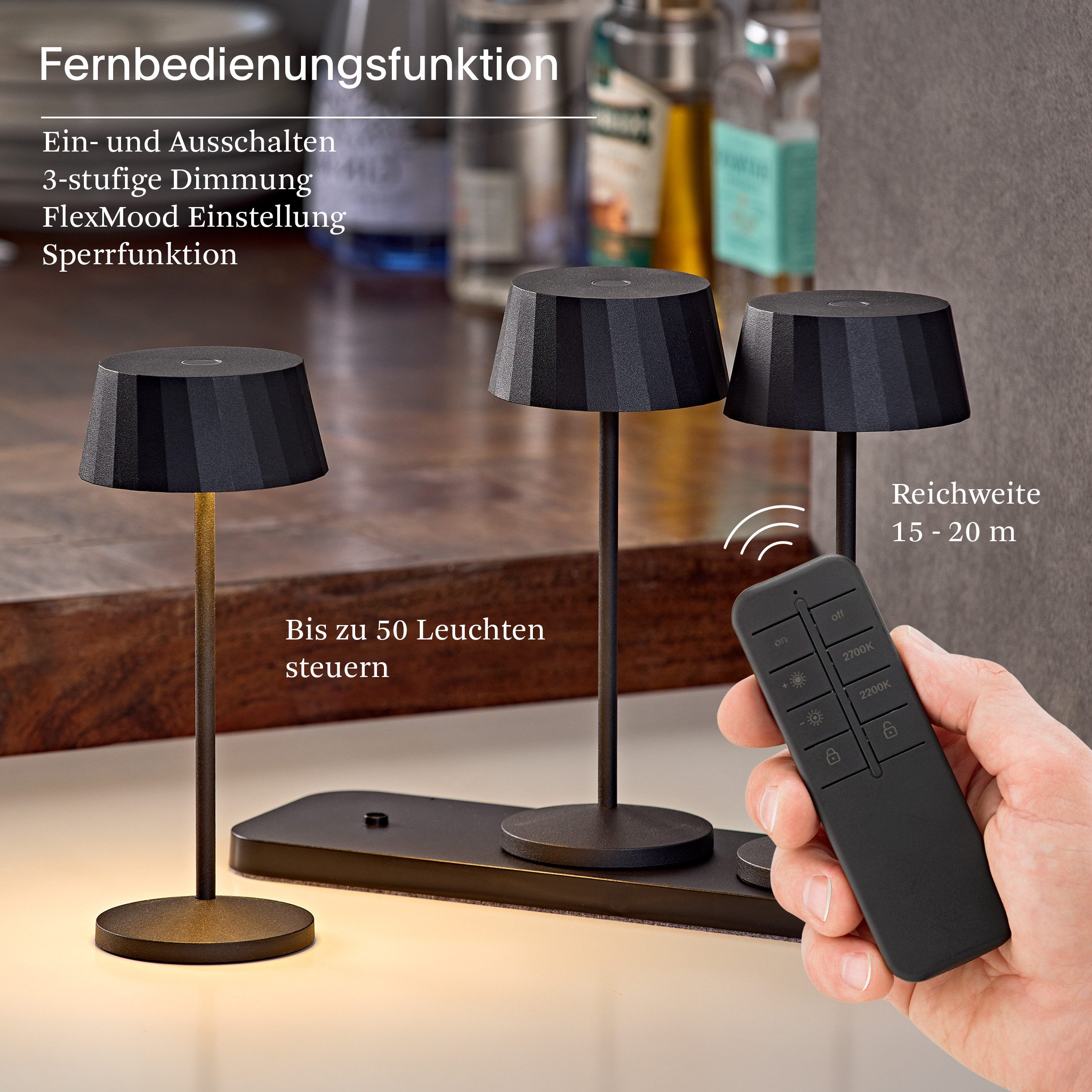 SIGOR LED Tischleuchte, Touch /Remote, LED fest integriert, Warmweiß