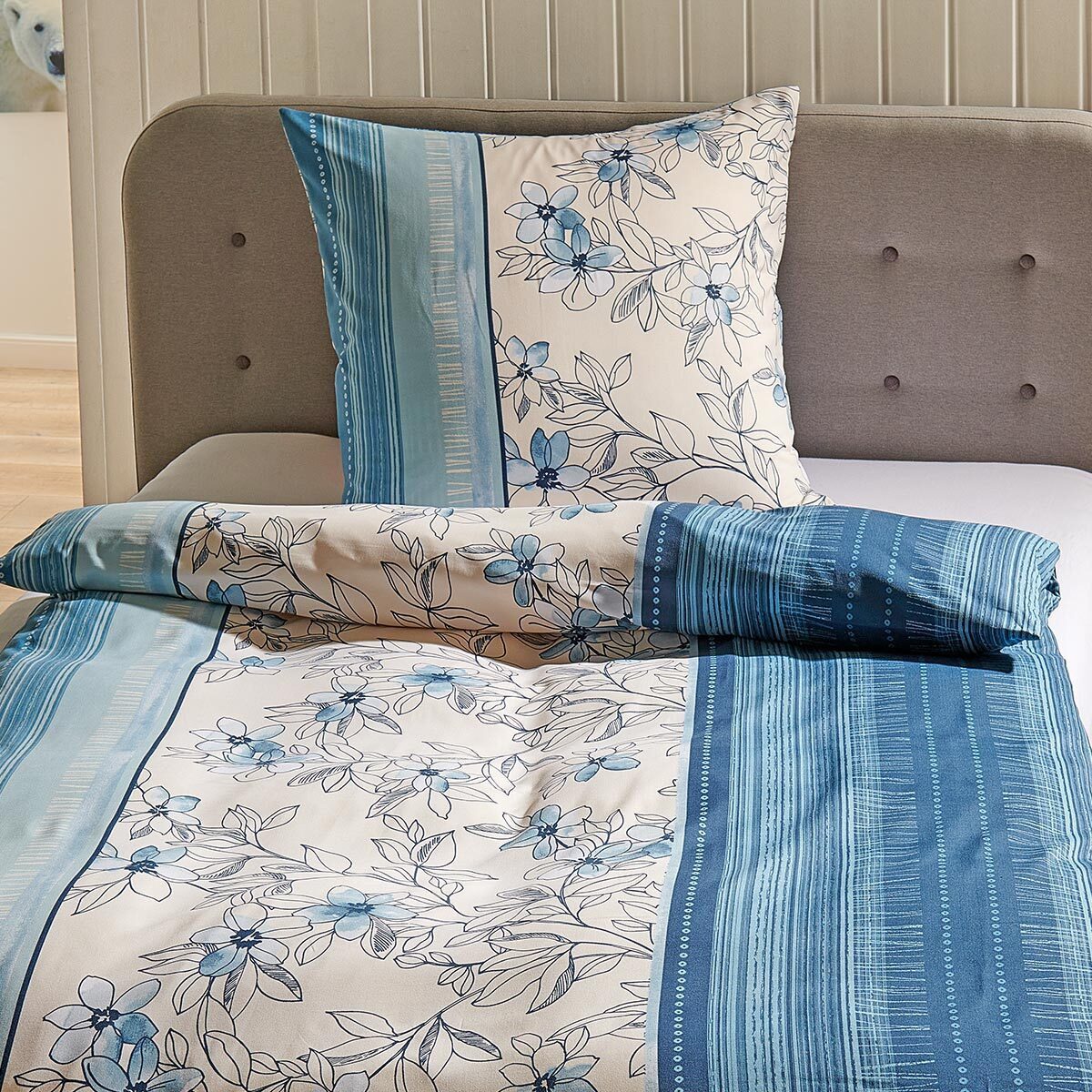 TRAUMSCHLAF Bettwäsche Fiori blau, Mikrofaser, 3 günstig online kaufen