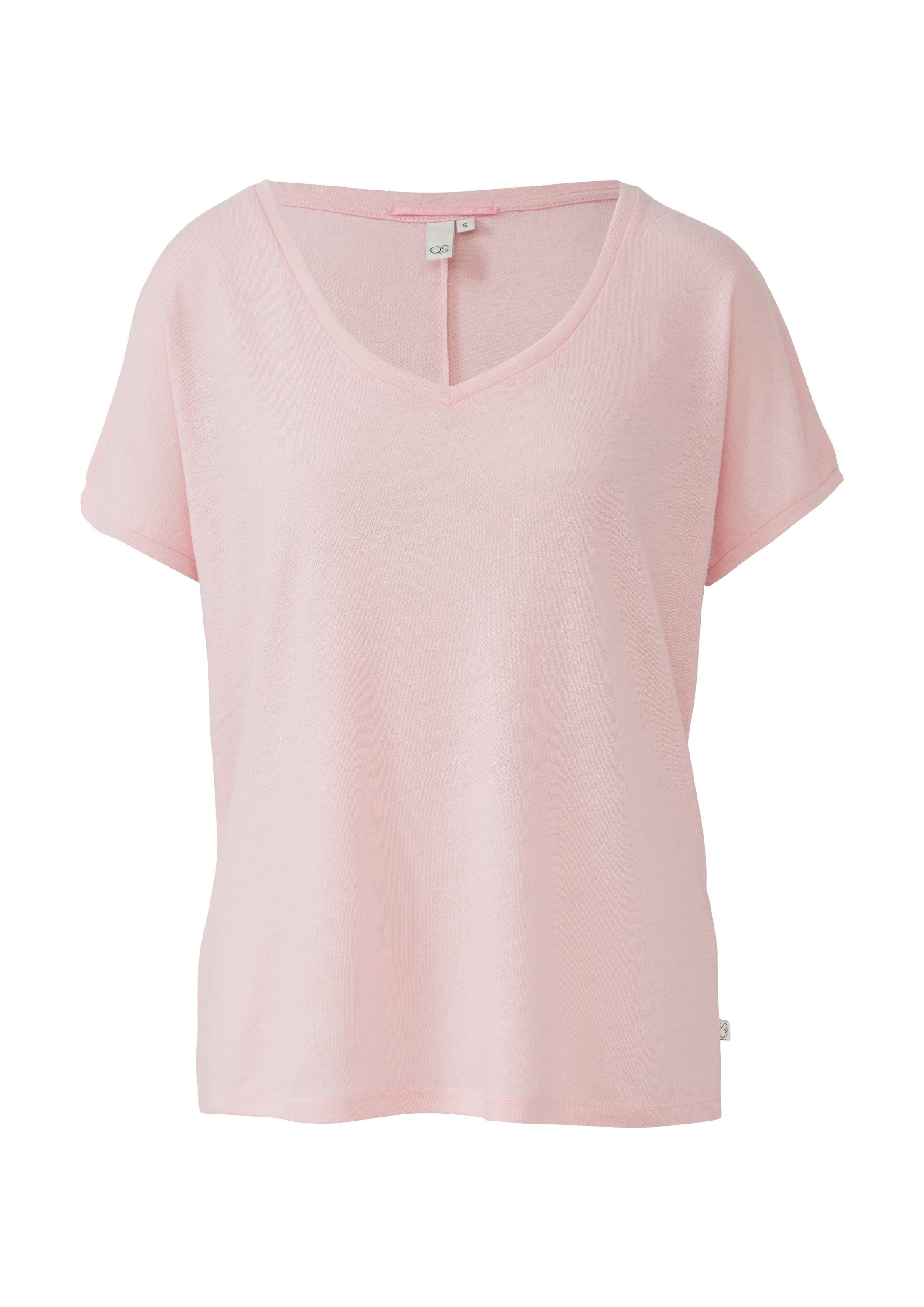 QS Kurzarmshirt T-Shirt Locker geschnittenes T-Shirt günstig online kaufen