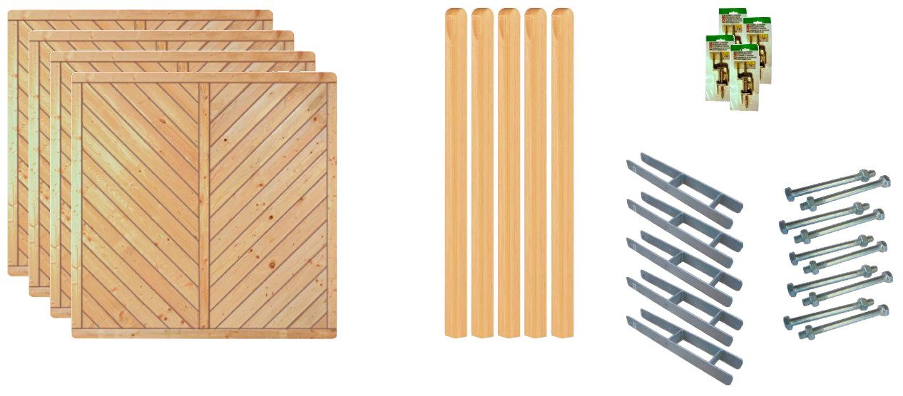 Tetzner & Jentzsch Dichtzaun Chicago 2, (Set), 4 Elemente, LxH: 765x180 cm