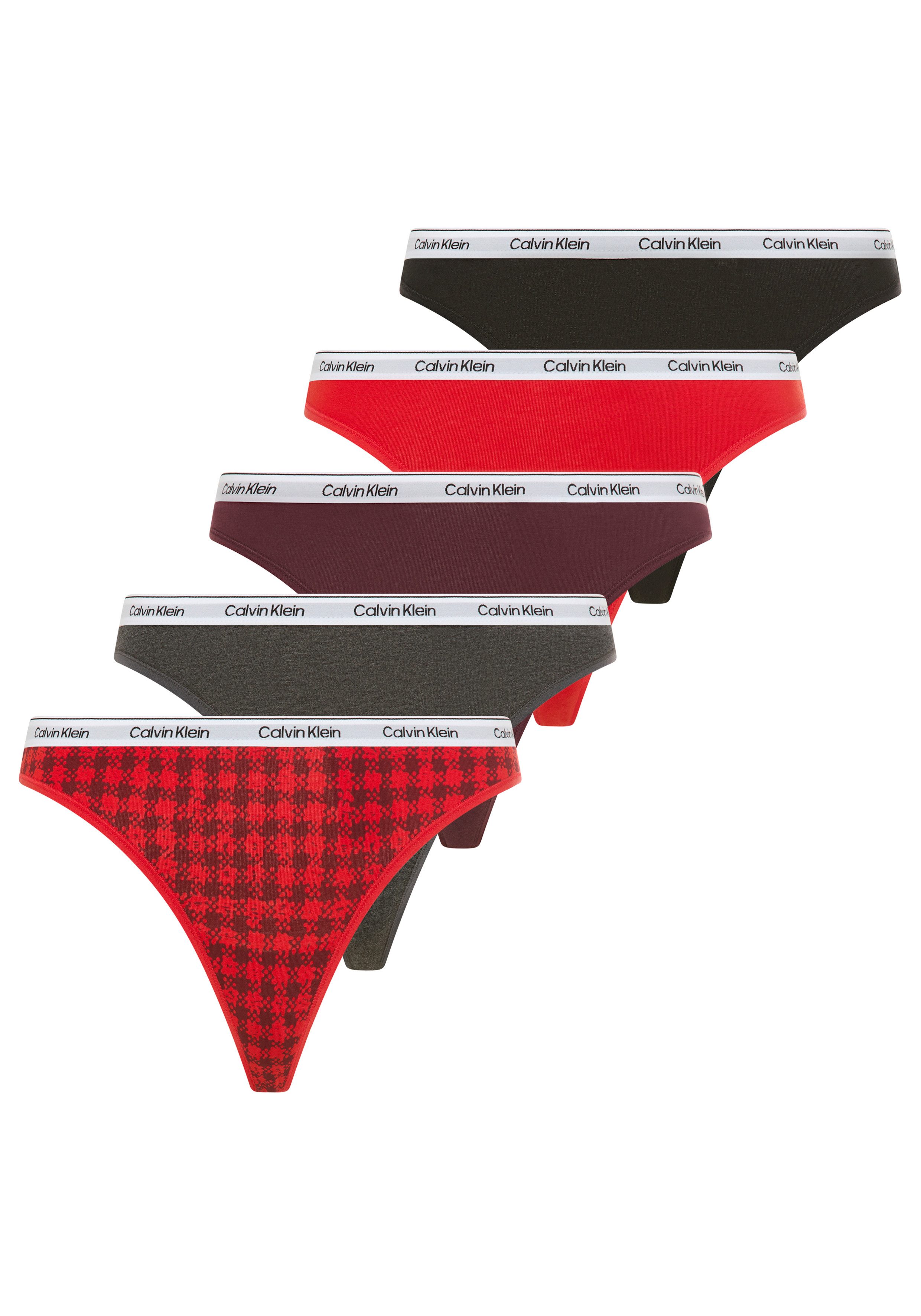 Calvin Klein Underwear String 5 PACK THONG (LOW-RISE) (Packung, 5-St., 5er-Pack) mit Logobund