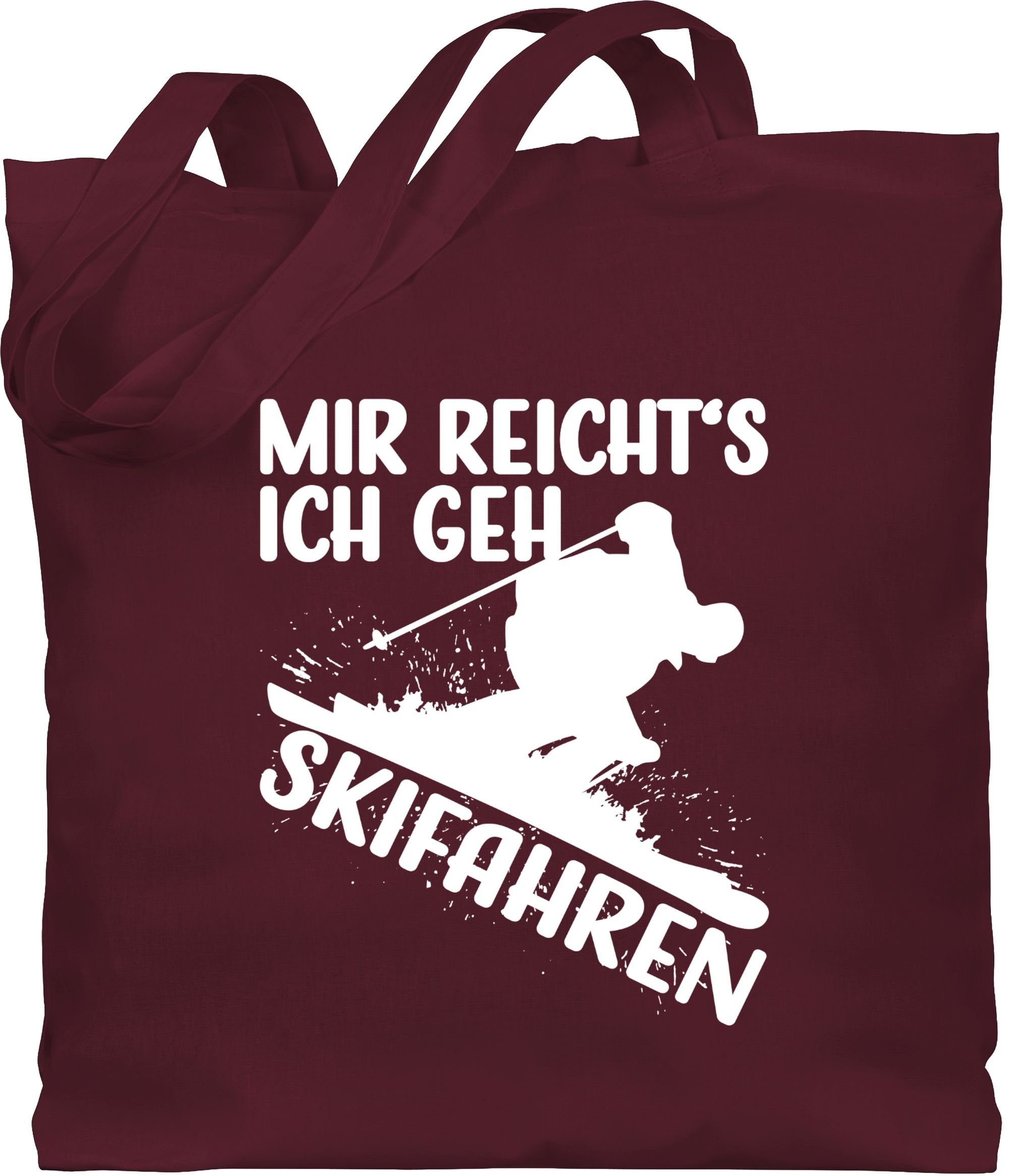 Shirtracer Umhängetasche Mir reicht's ich geh Skifahren - weiß, Snowboard, Ski und mehr 2 Bordeauxrot