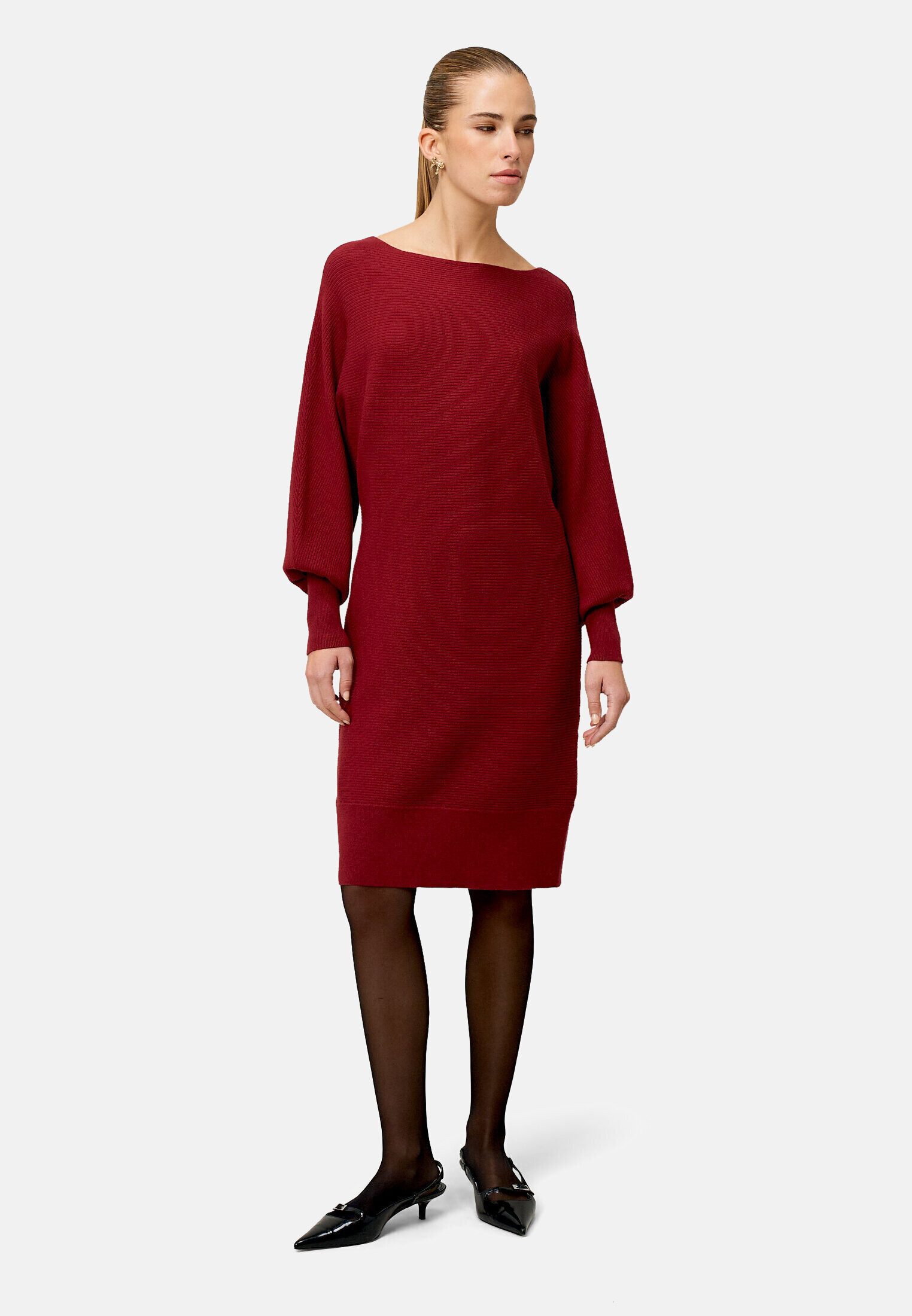Zero Strickkleid Damen strukturiert U-Boot Ausschnitt Plain/ohne Details