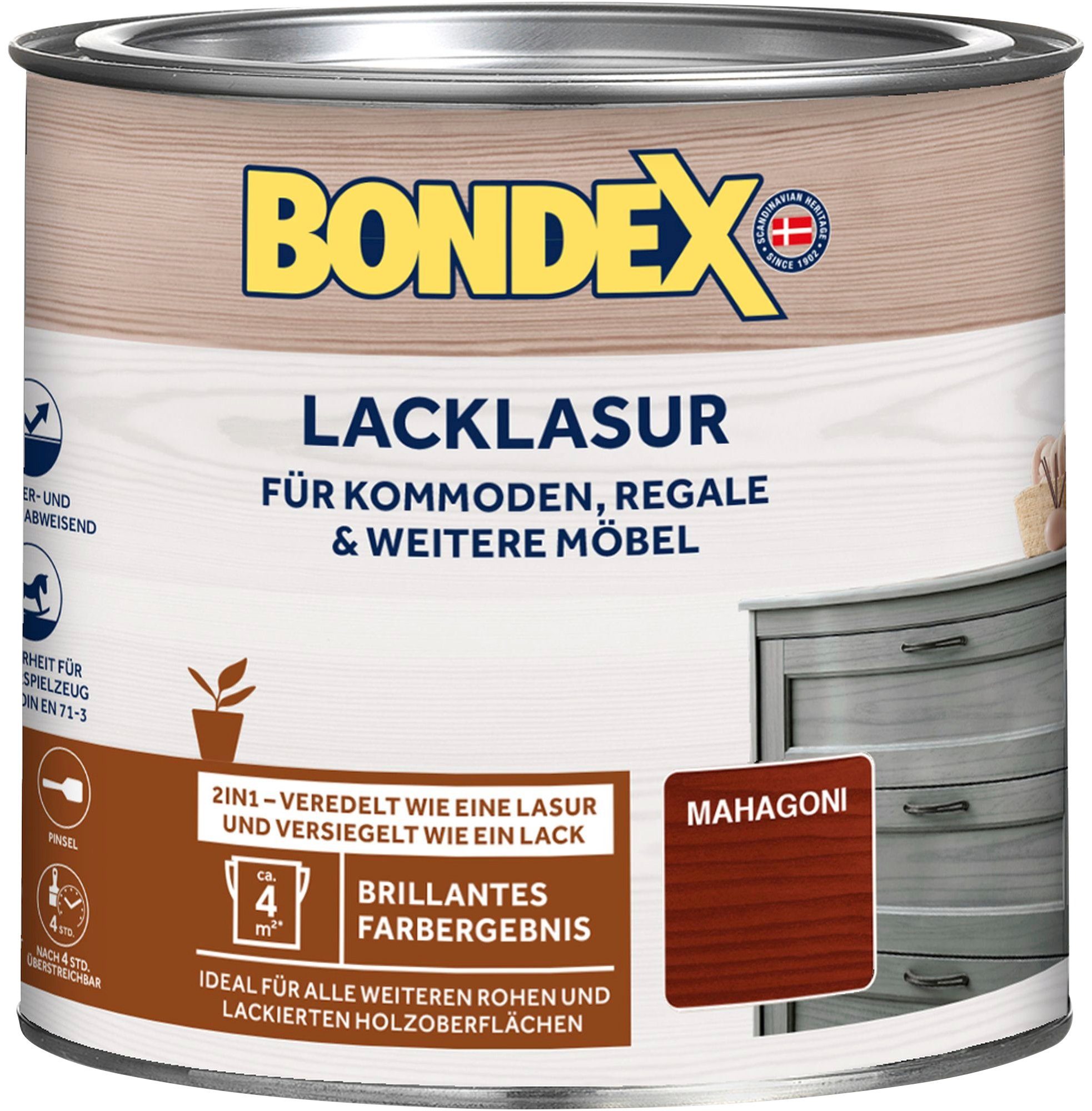 Bondex Holzschutzlasur LACKLASUR, Weiß, 0,375 Liter Inhalt mahagoni