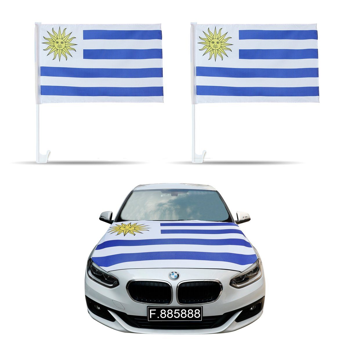 Sonia Originelli Fahne Auto-Fan-Paket Uruguay Fußball Außenspiegel Motorhaubenüber, Magnete: 3D-Effekt