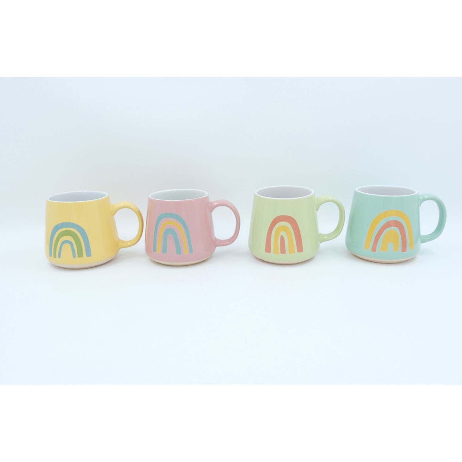 BURI Tasse Kaffeebecher Keramik Rainbow 400 ml 12er Set bunte Tassen, Keramik