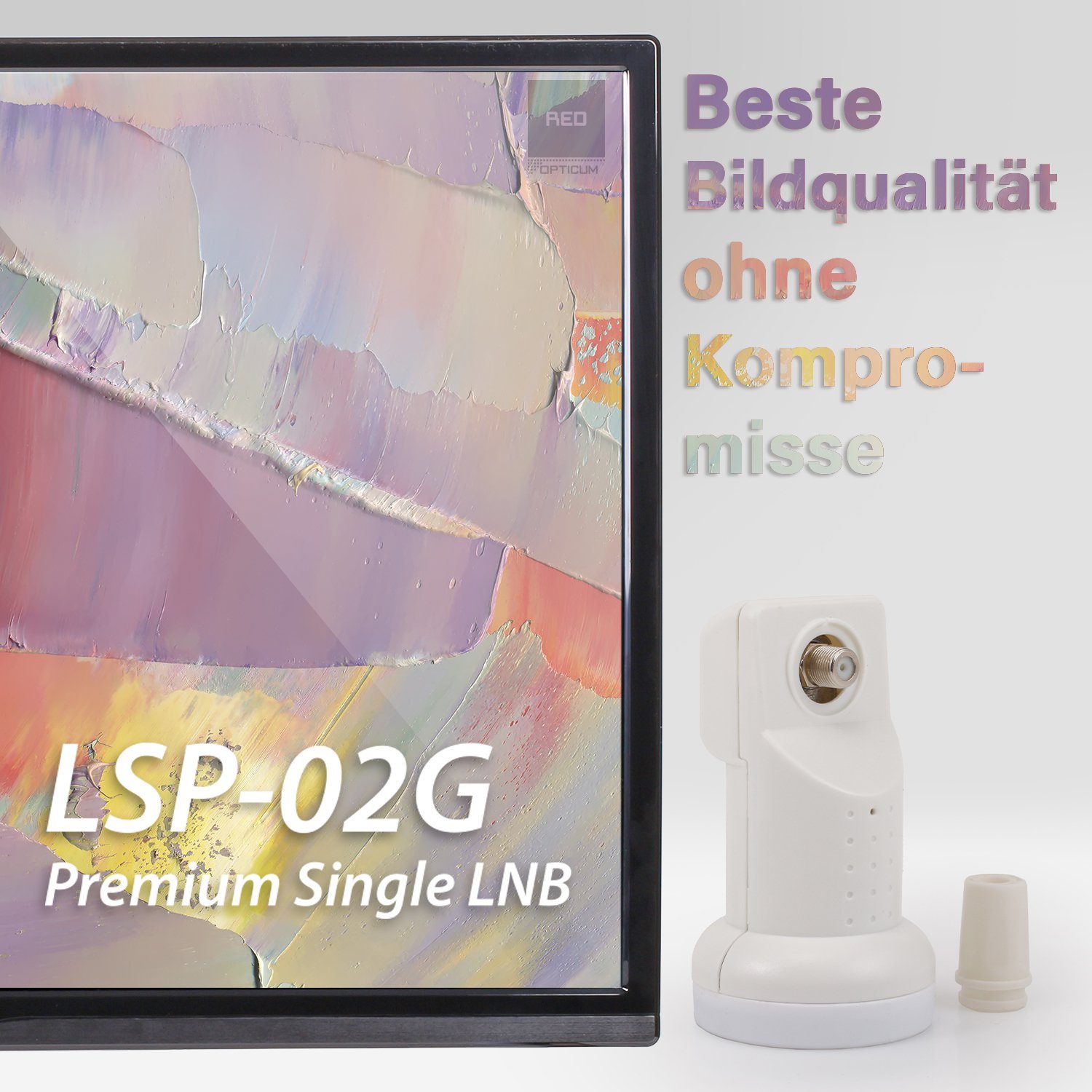 LNB nur mit Single OPTICUM Digital-LNB LSP-02G mit Universal-Single-LNB - Rauschmaß) 1-fach kältebeständiger Wetterschutzkappe 0.1dB (Hitze- & RED