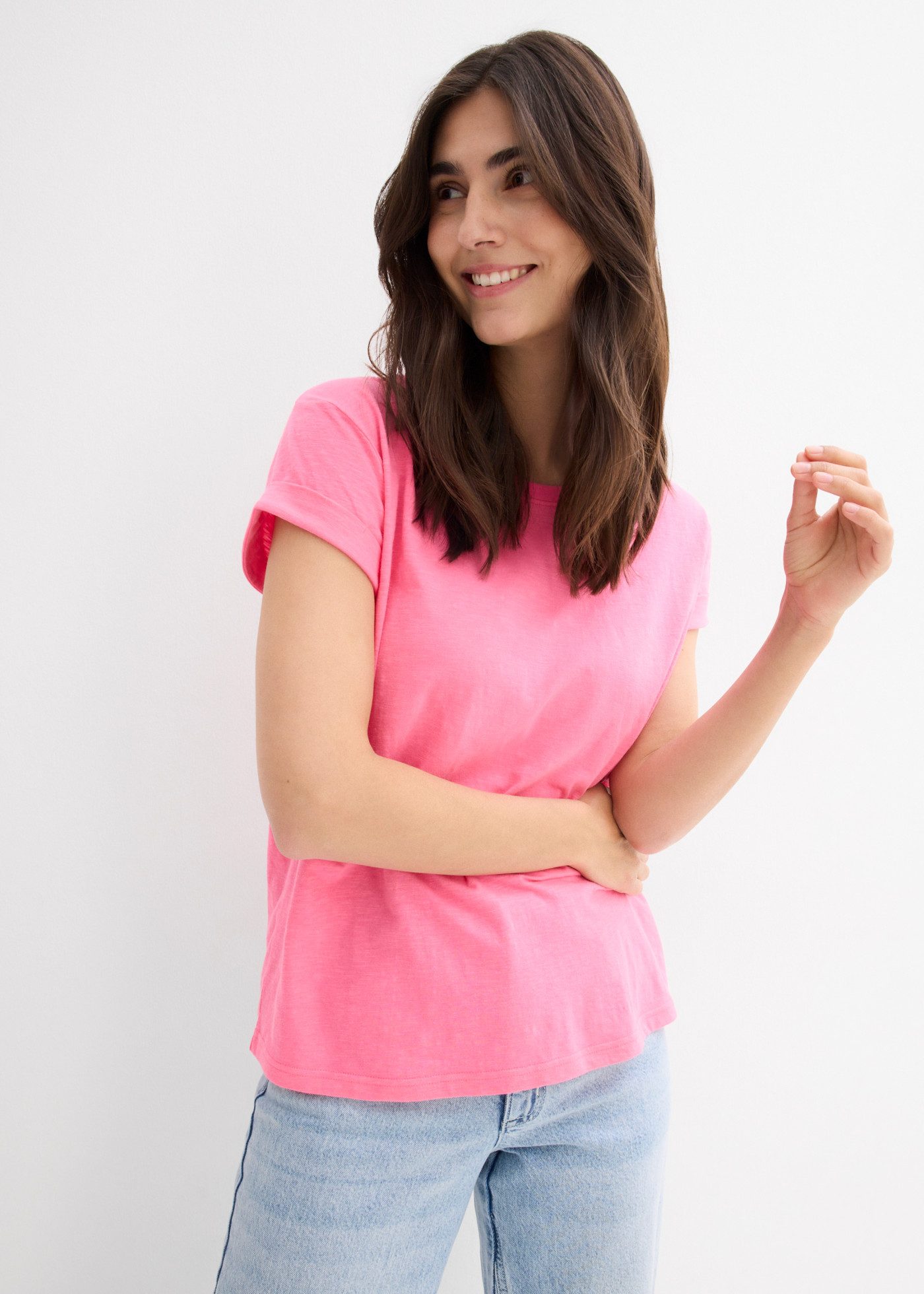 bonprix T-Shirt lockere, figurumspielende Passform, Kurzarm, Rundhalsausschnitt
