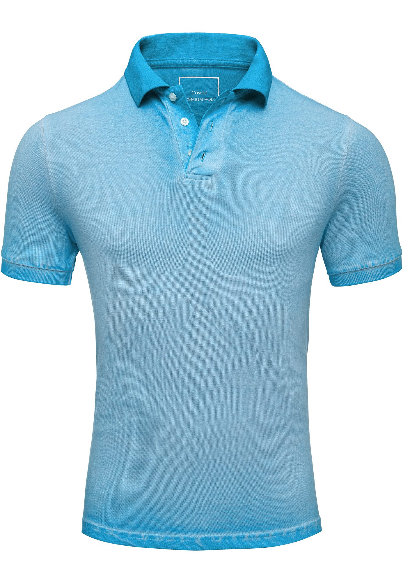 Amaci&Sons Poloshirt DE PERE Poloshirt Herren Verwaschenes Kurzarm Polo Hem günstig online kaufen